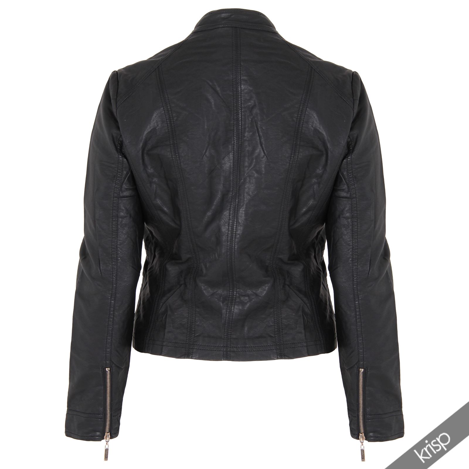 Womens Soft PU Leather Belted Collared Mac Jacket Vintage Coat Plus