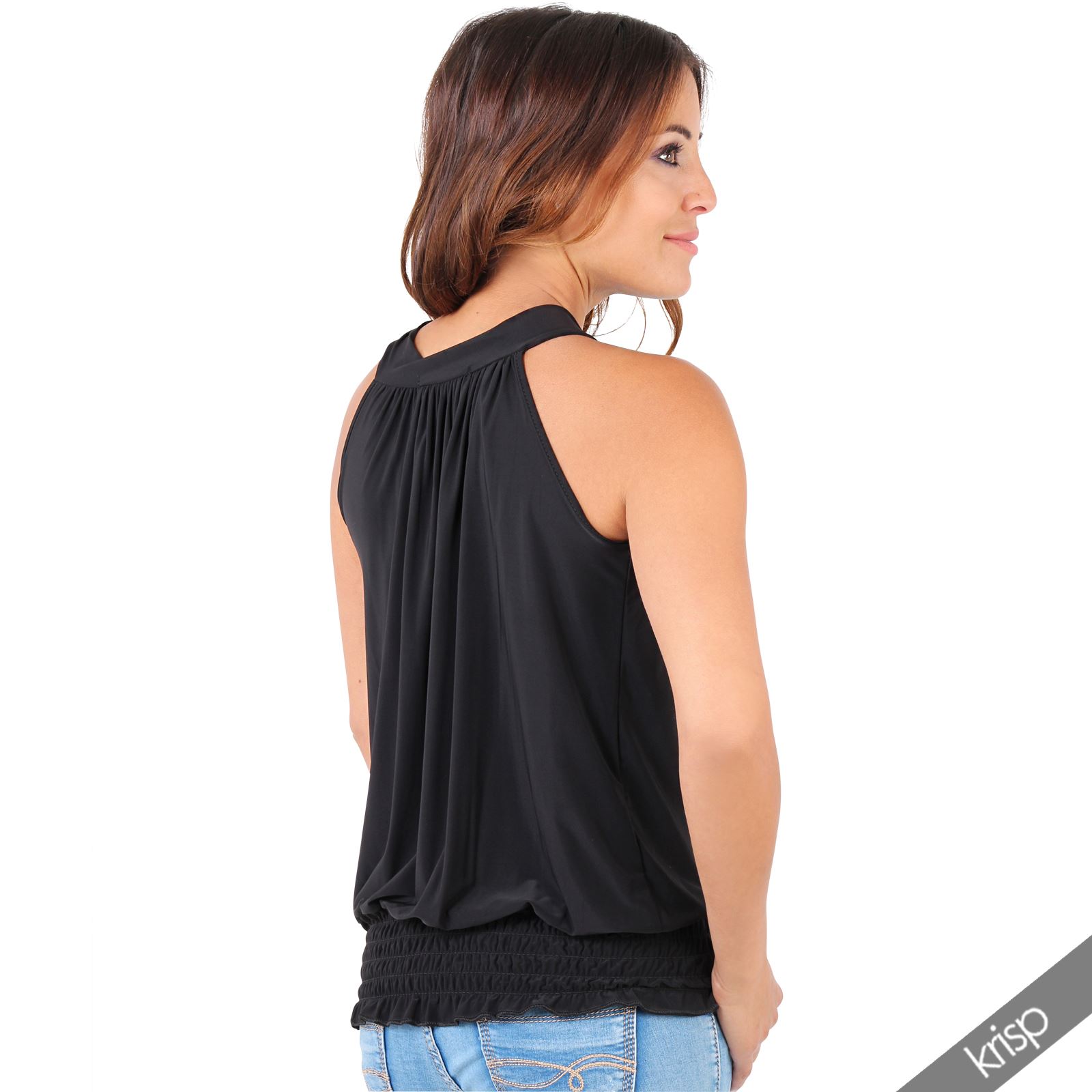 Halter Neck Draped Ruched Top Blouse Flattering Bow Tie Summer Party