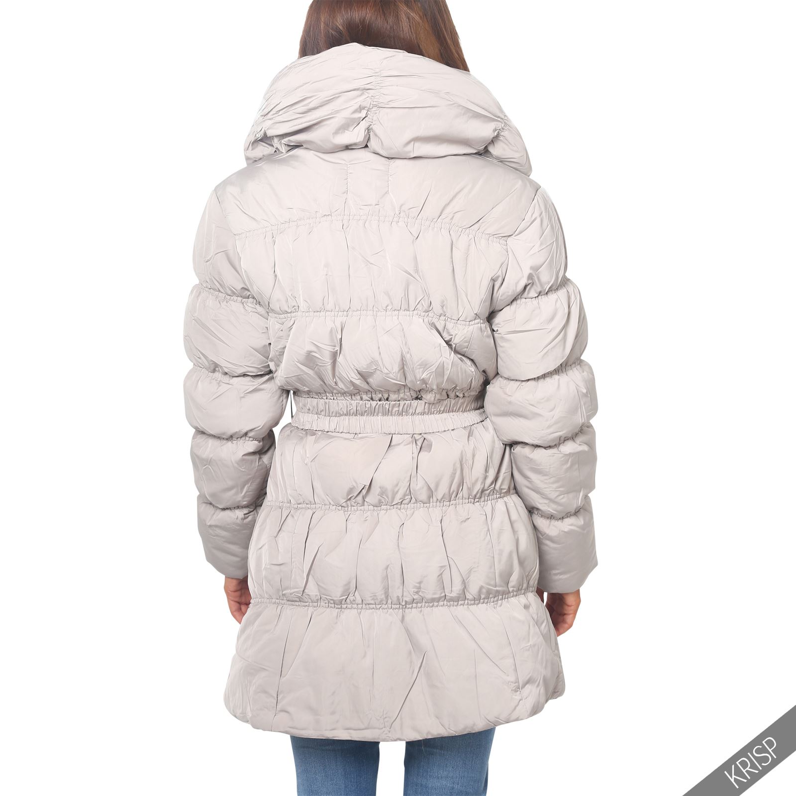 Womens Warm Thick Quilted Padded Collar Ladies Long Puffa Jacket Coat