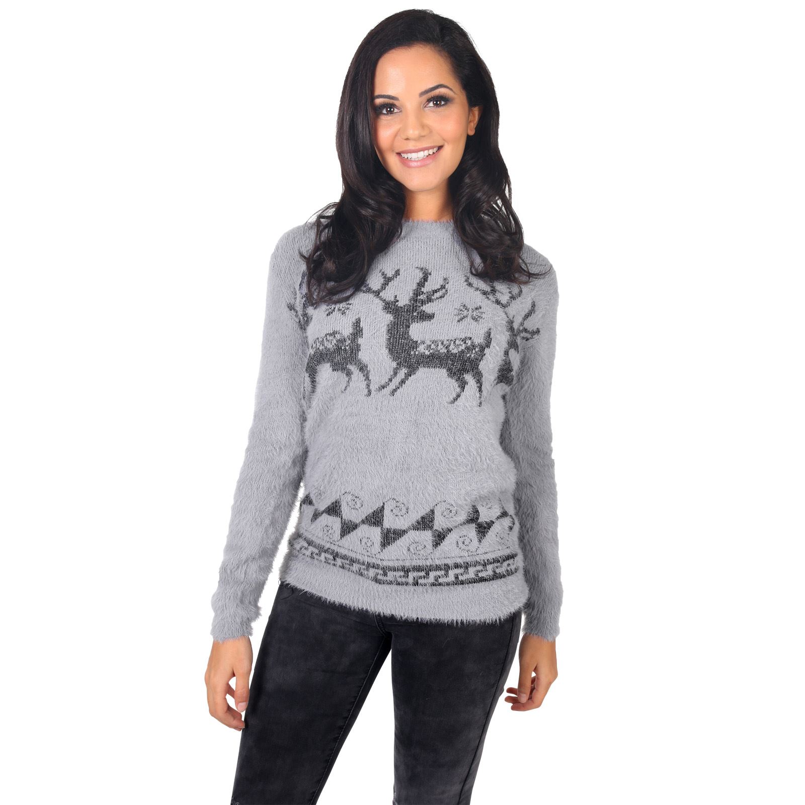 Womens christmas knitwear Women’s Ugly Christmas Sweaters. Looking for a women’s ugly Christmas sweater? Check out our stunning pics of the sweater-wearing beauties! And guys, if your wife or girlfriend catches you staring way too long just claim you’re picking out a sweater for her and you want to ensure the details are correct!