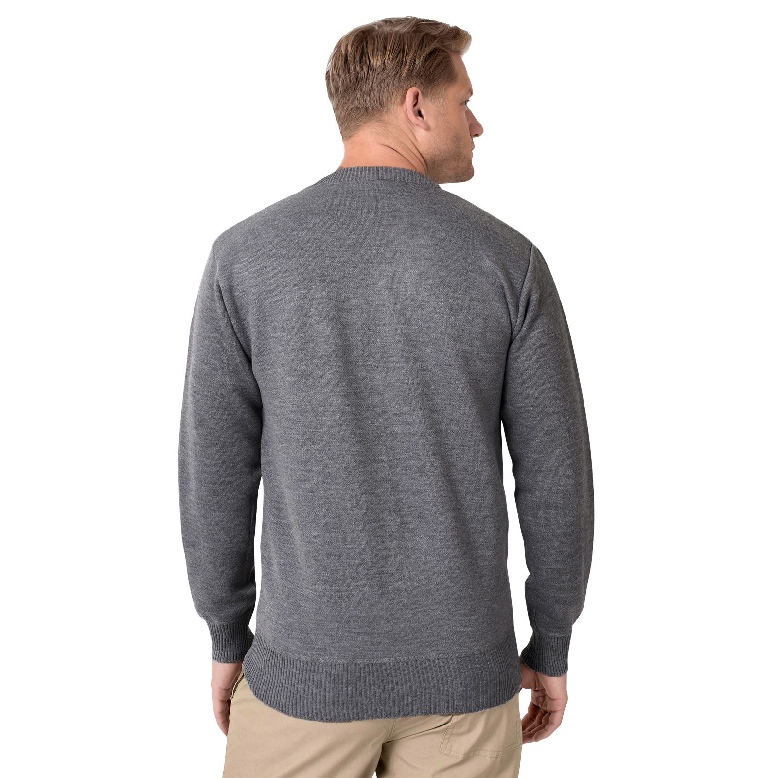 Mens V Neck Wool Knitted Jumper Work Business Sweater Long Sleeve