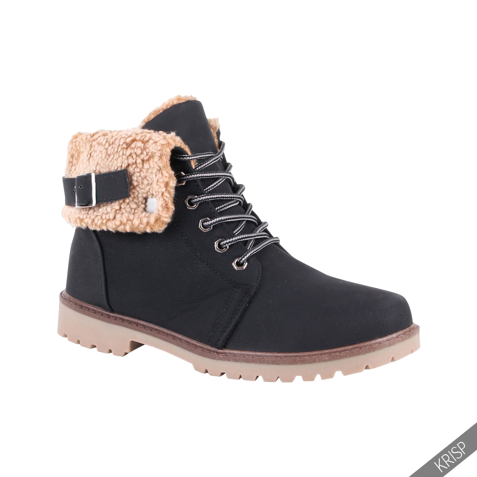 Womens Ladies Fashion Classic Worker Ankle Boots Flat Heel Combat Lace