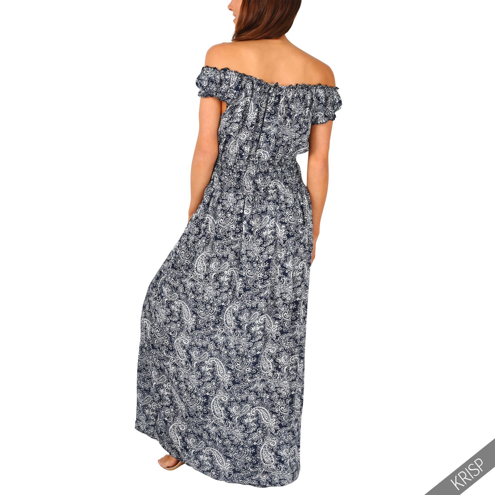 Women Boho Gypsy Floral Off Shoulder Summer Beach Party Long Maxi Dress Festival eBay