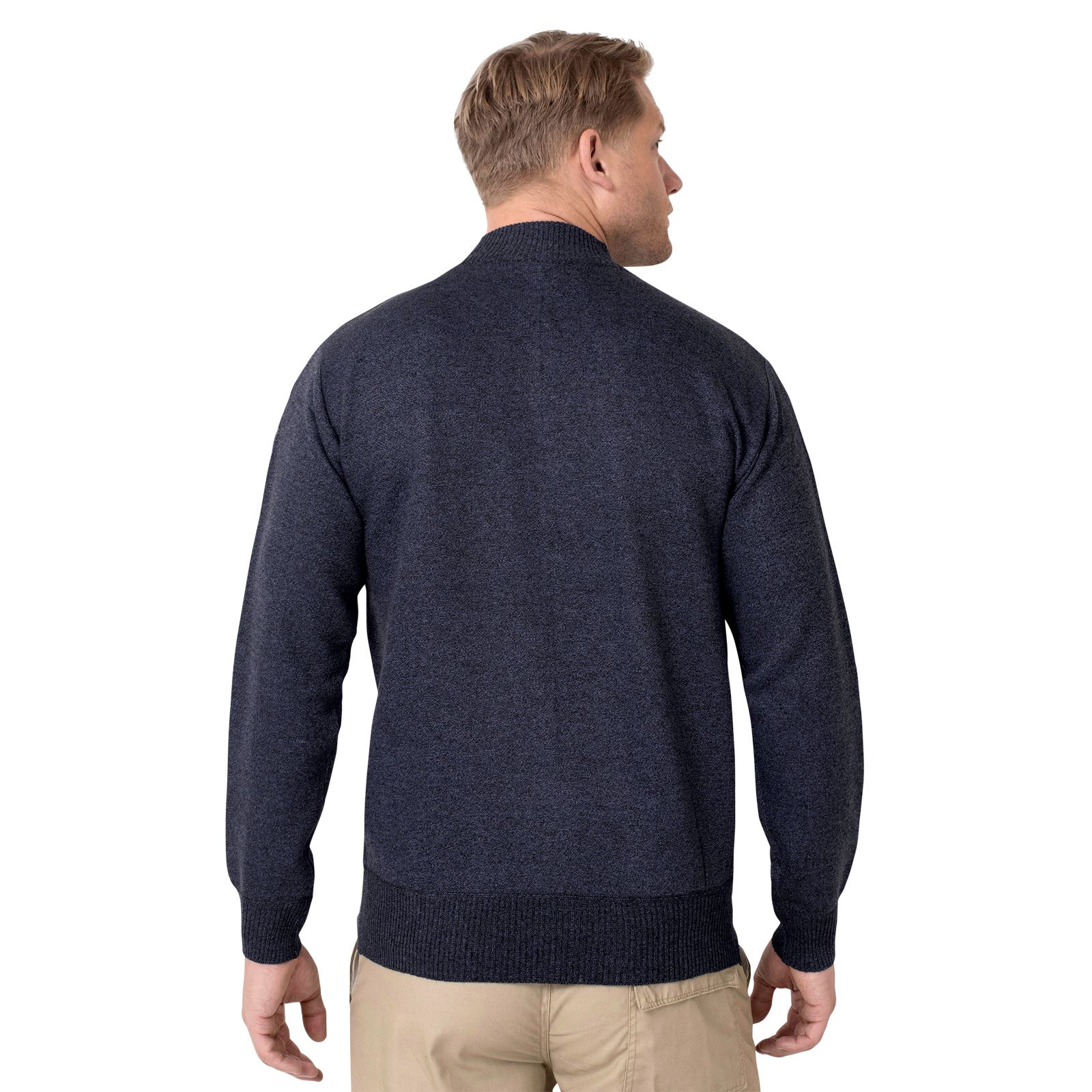 Men Funnel Neck Wool Knit Jumper Long Sleeve Sweater Half Zip Plain Pullover Top eBay