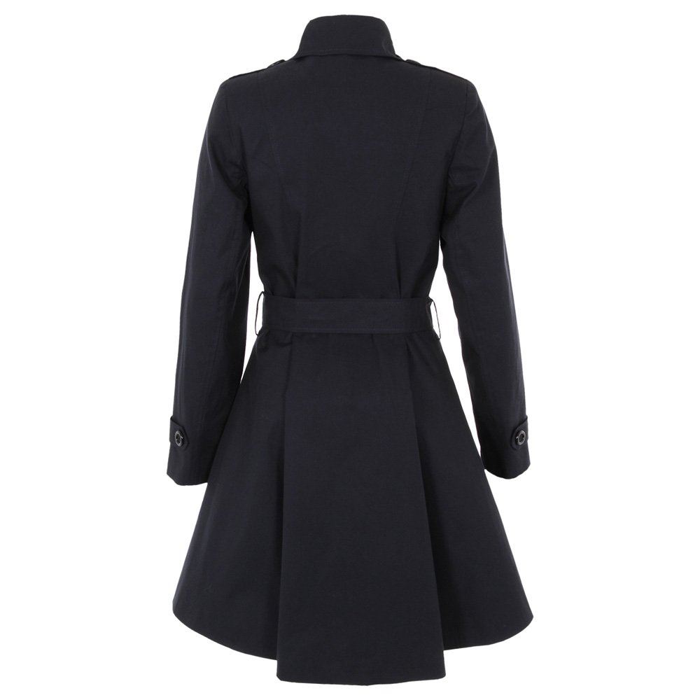 UK Ladies Classic Asymmetric Mac Jacket Womens Military Belted Trench