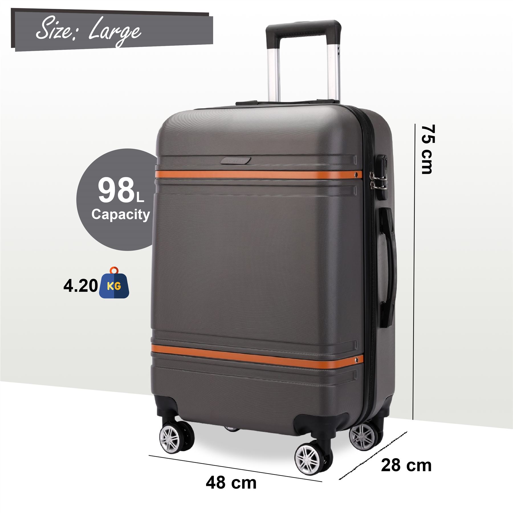 Hardshell Cabin Suitcase Set Robust ABS Lightweight Luggage Holiday Bag - Picture 19 of 37