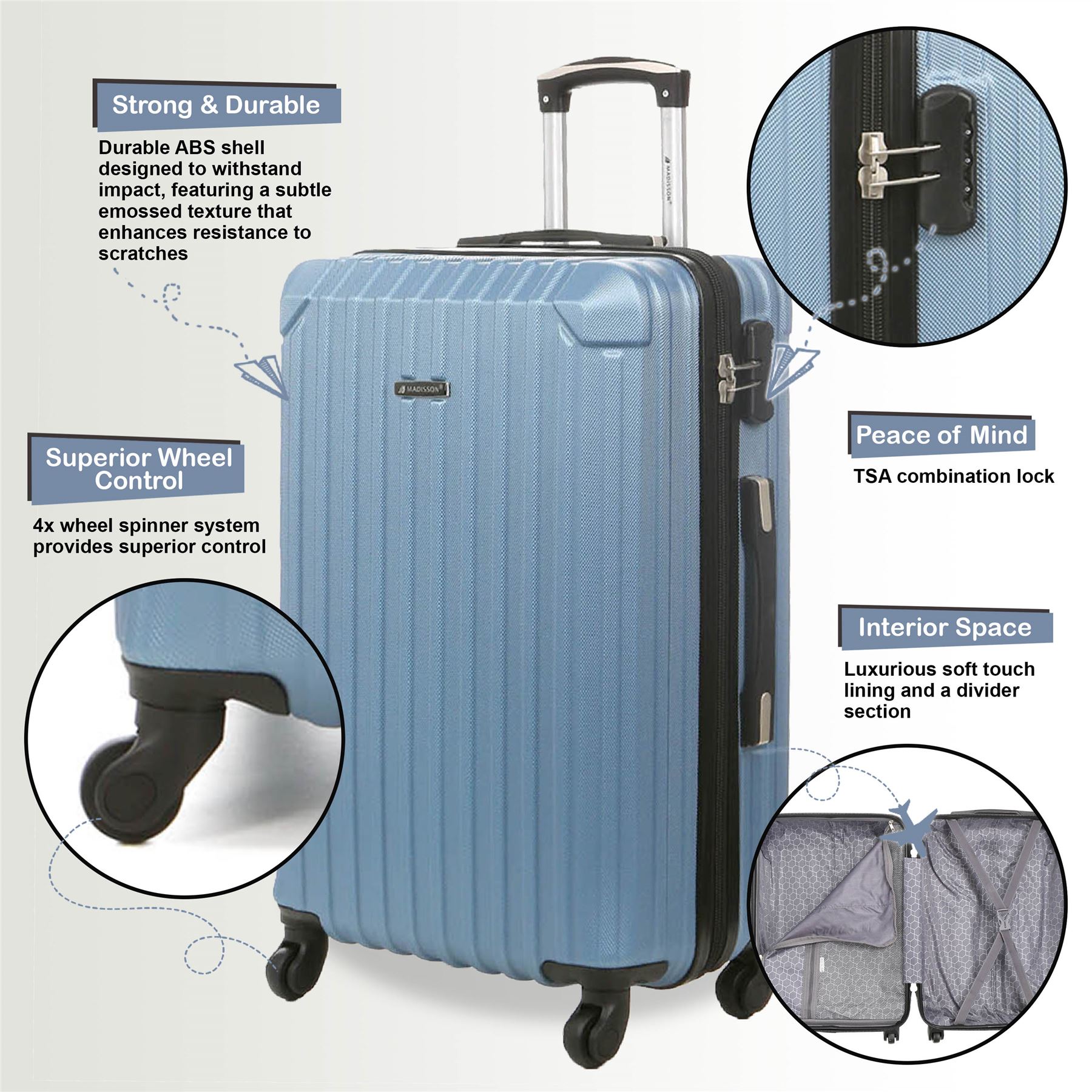 Maleta rígida cabina 55 x 27 x 22 cm ABS adecuada para Easyjet, Ryanair - Imagen 14 de 45