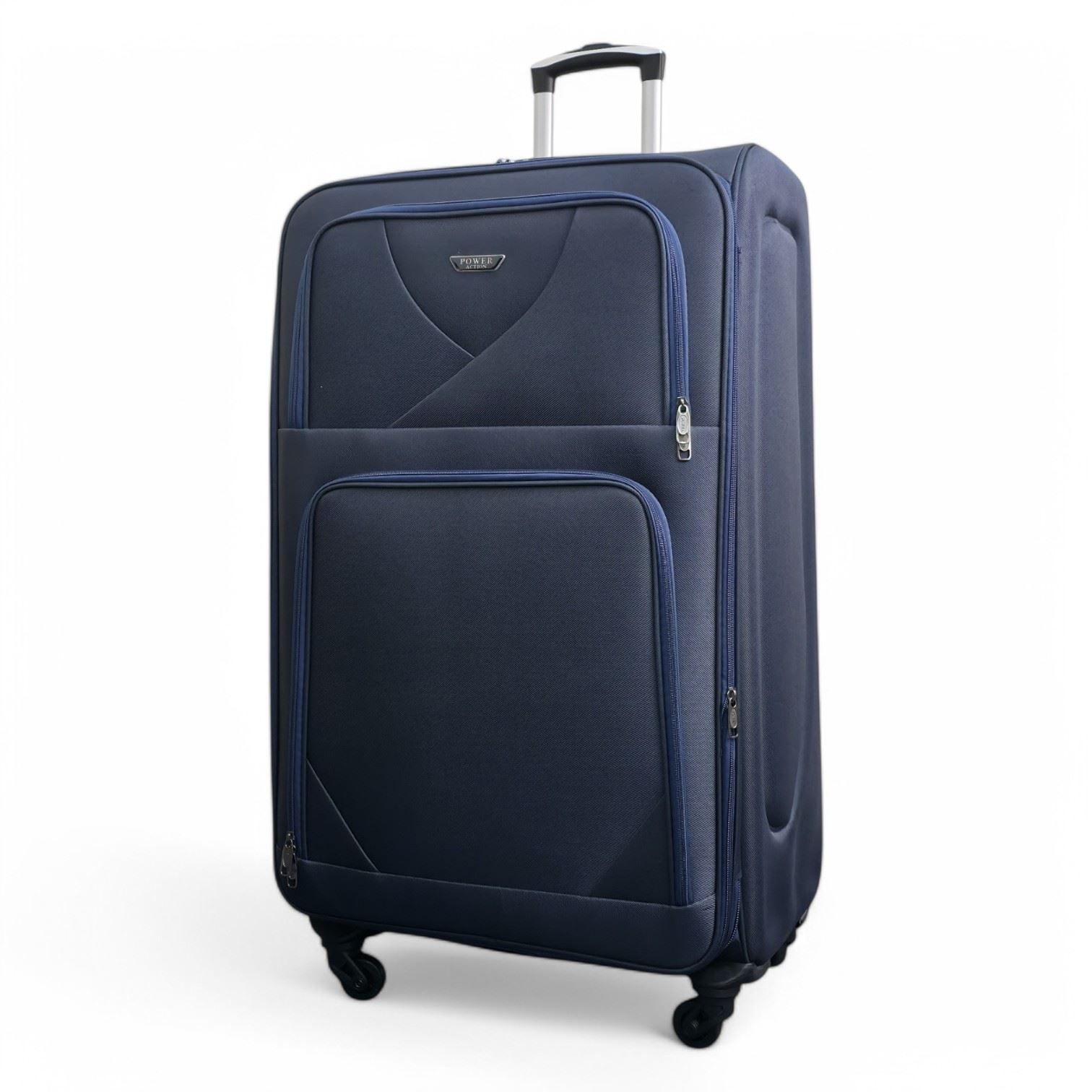 Soft Shell Lightweight Navy Blue Nylon Suitcase Set 4 Wheel Travel Case Bags - Picture 36 of 38
