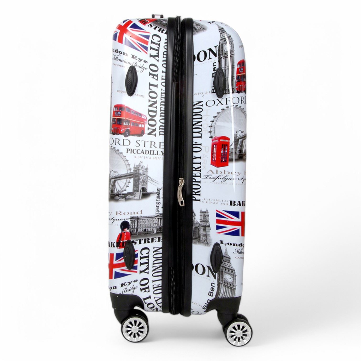 Extensible Cubierta Rígida Londres Estampado 8 Ruedas Maleta Juego Cabina Viaje - Imagen 24 de 29