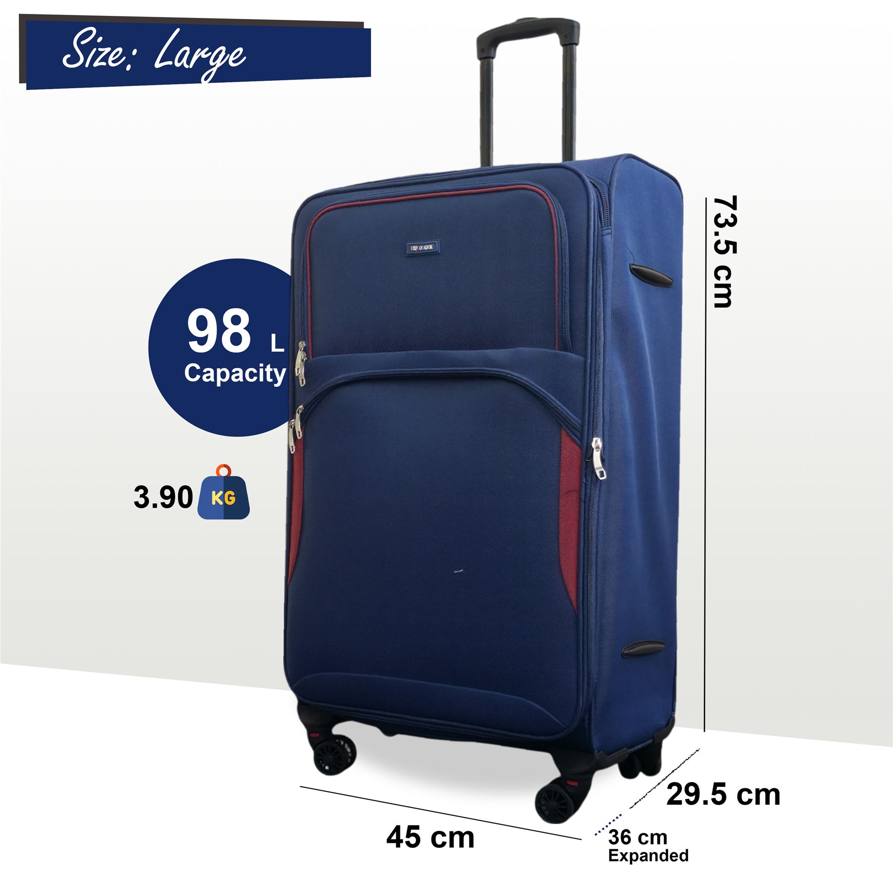 Expandable Soft Shell Suitcase 8 Wheel Luggage Set Light Carry On Cabin Bag - Picture 21 of 61