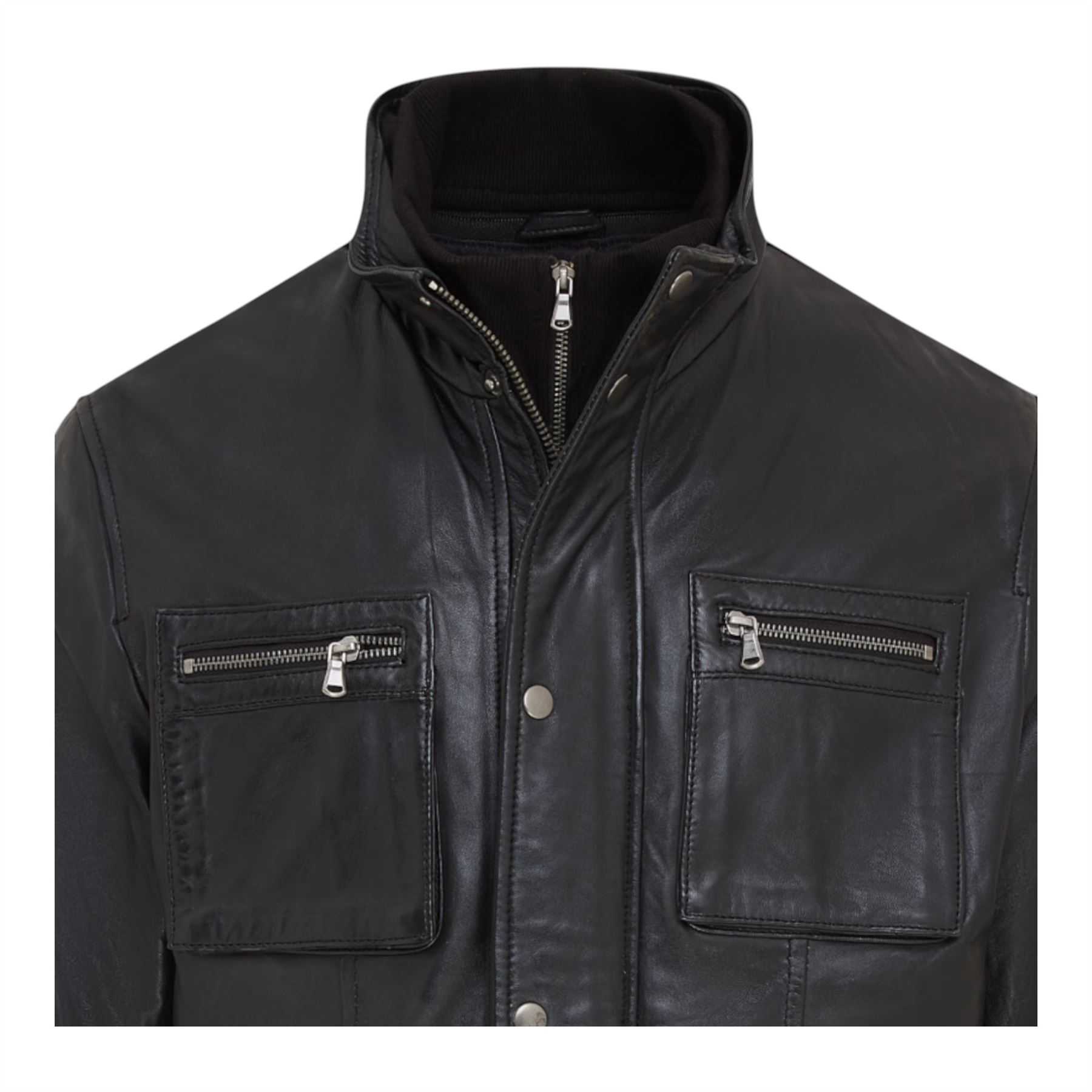 Men’s Genuine Lamb Leather Military Jacket Windproof Outwear Trenchcoat - Picture 6 of 19