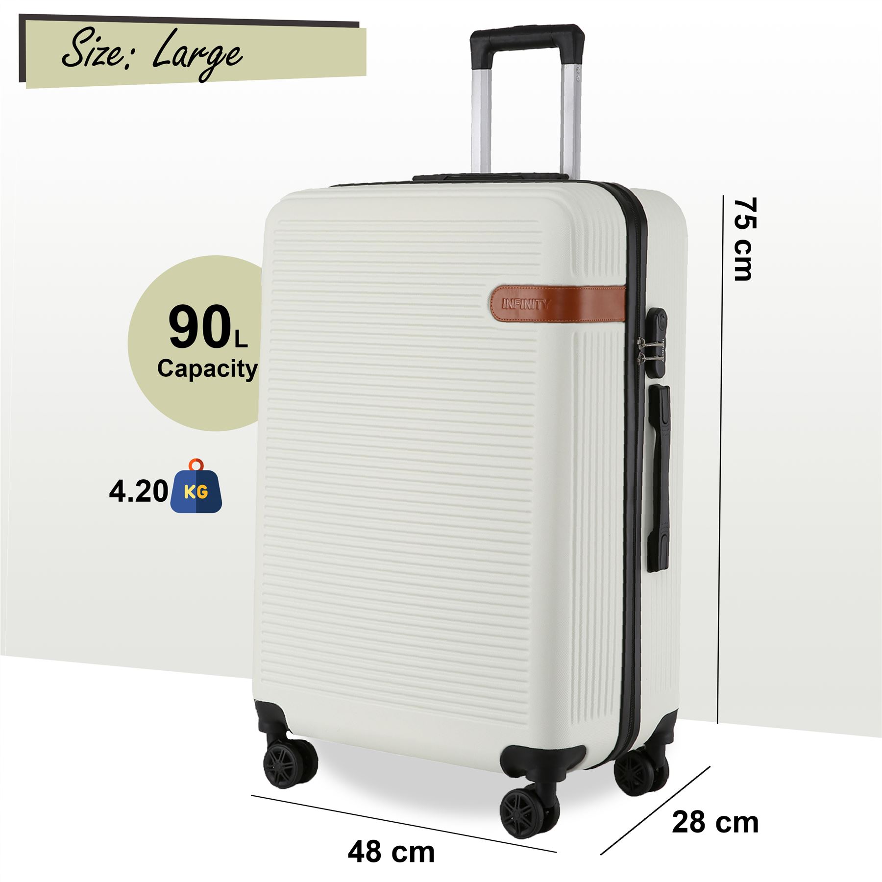 Hardshell Cream Cabin Suitcase Set Robust ABS Lightweight Luggage Holiday Bag - Picture 3 of 34