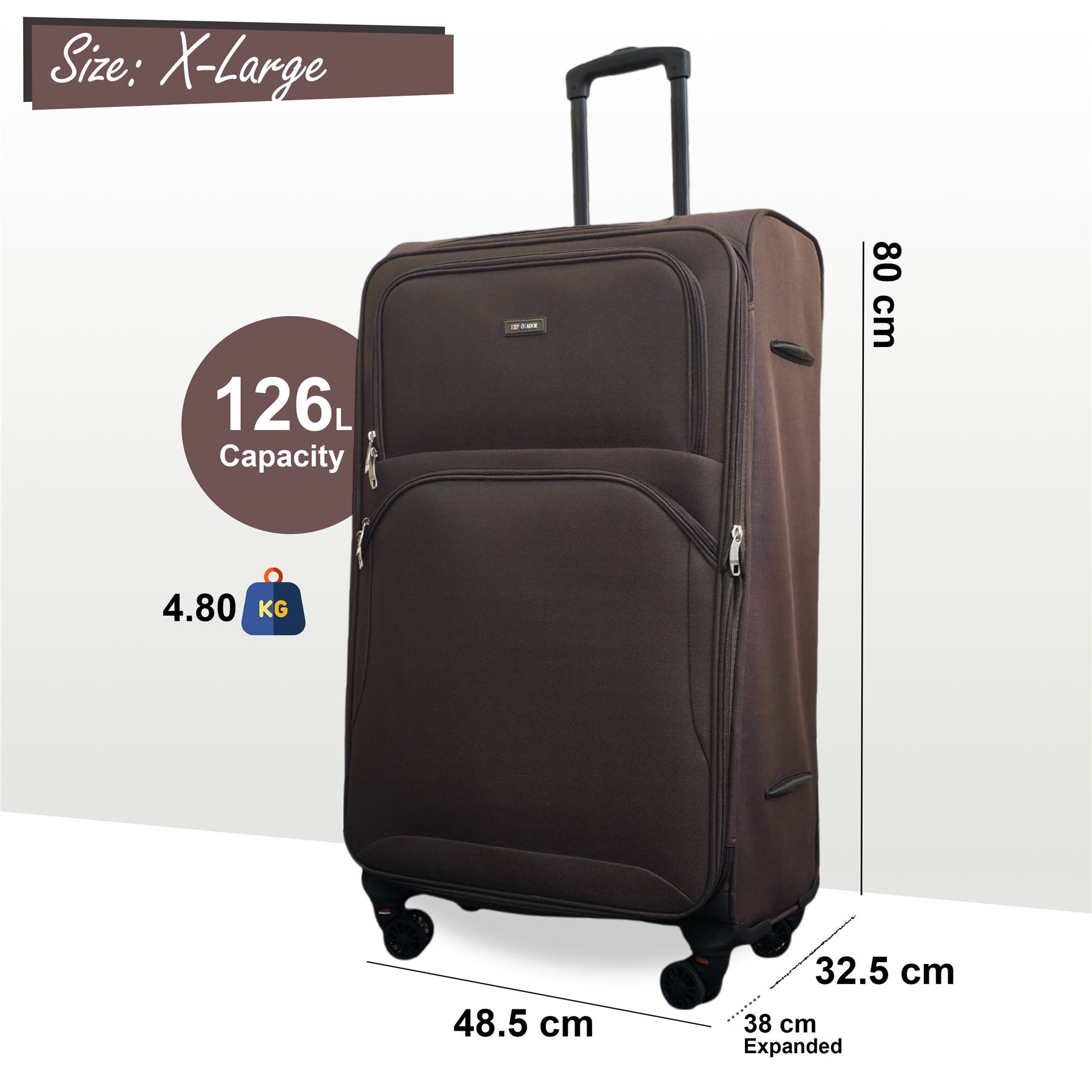 Expandable Soft Shell Suitcase 8 Wheel Luggage Set Light Carry On Cabin Bag - Picture 34 of 61