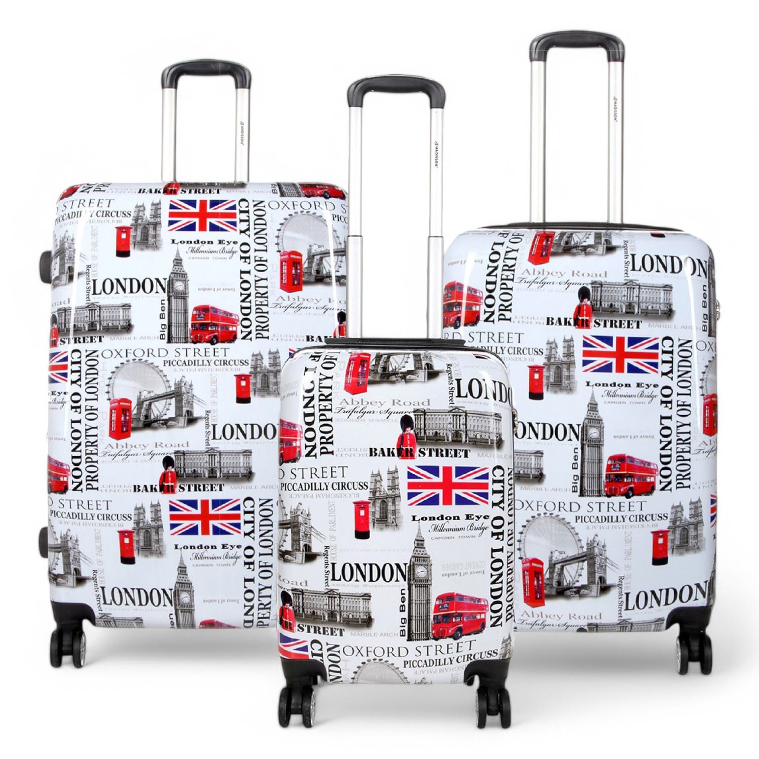 Juego de maletas rígidas expandibles fuertes de 8 ruedas con estampado equipaje cabina bolsa de viaje - Imagen 2 de 12