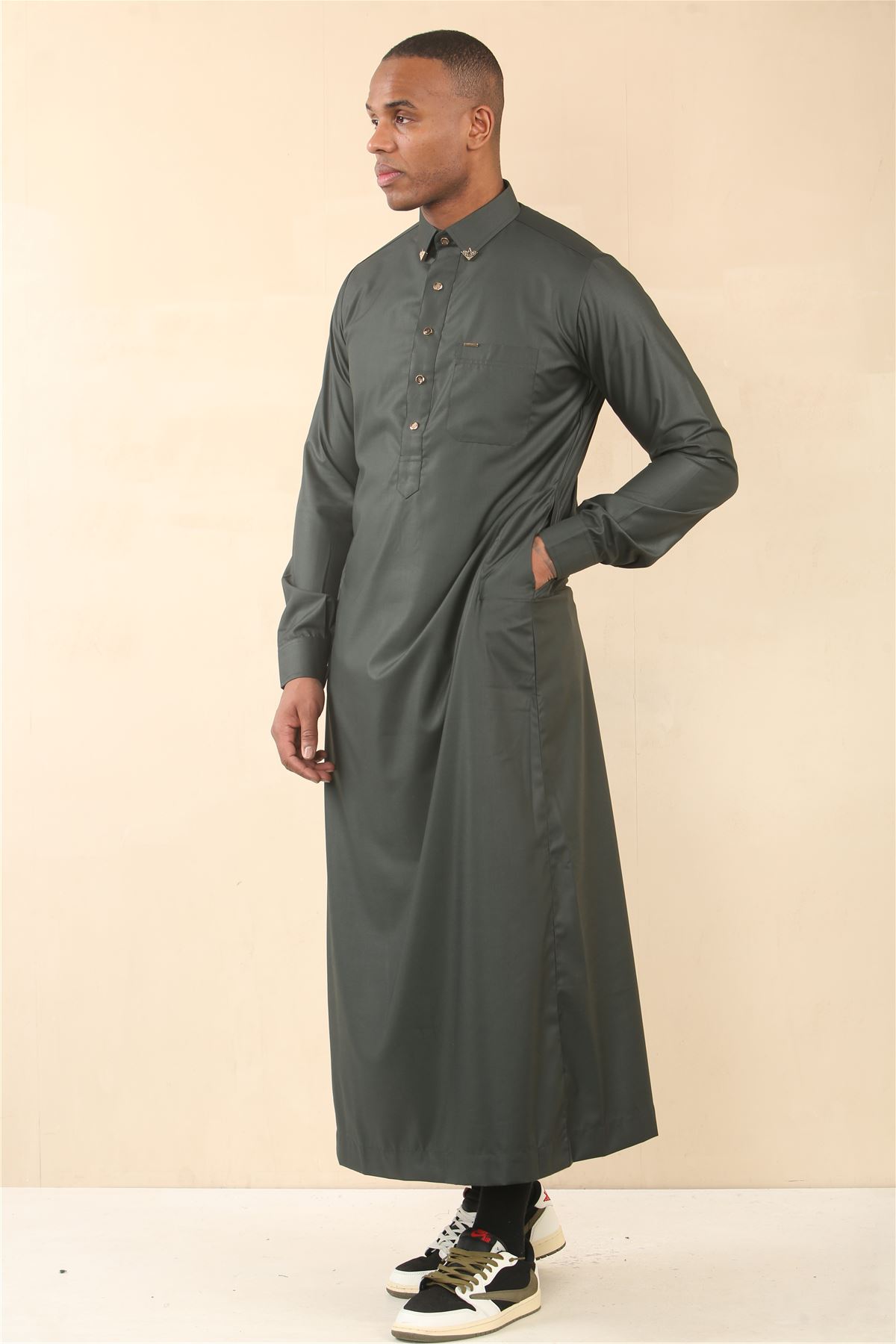 Men's Thobe Saudi Emirati Islamic Clothing Jubba Robe Muslim Eid Ramadan Arab - Picture 13 of 24