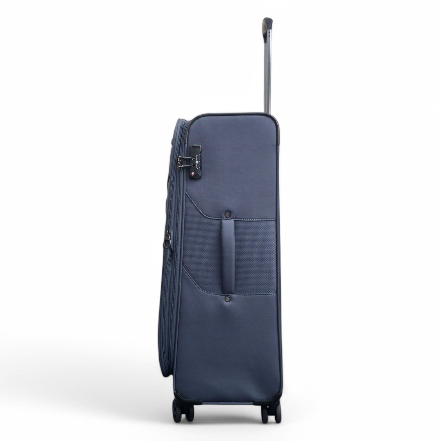 Lightweight Grey Soft Shell Suitcase 8 Wheel Set Travel Carry On Cabin Bag - Picture 10 of 29