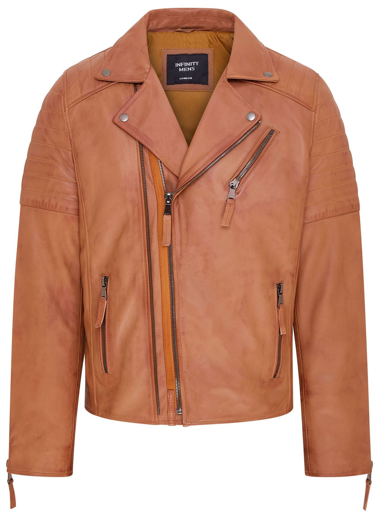 Chaqueta de Motociclista Para Hombre Calce Ajustado Estilo Brando Doble Cremallera Cruzada 100% Cuero - Imagen 8 de 30