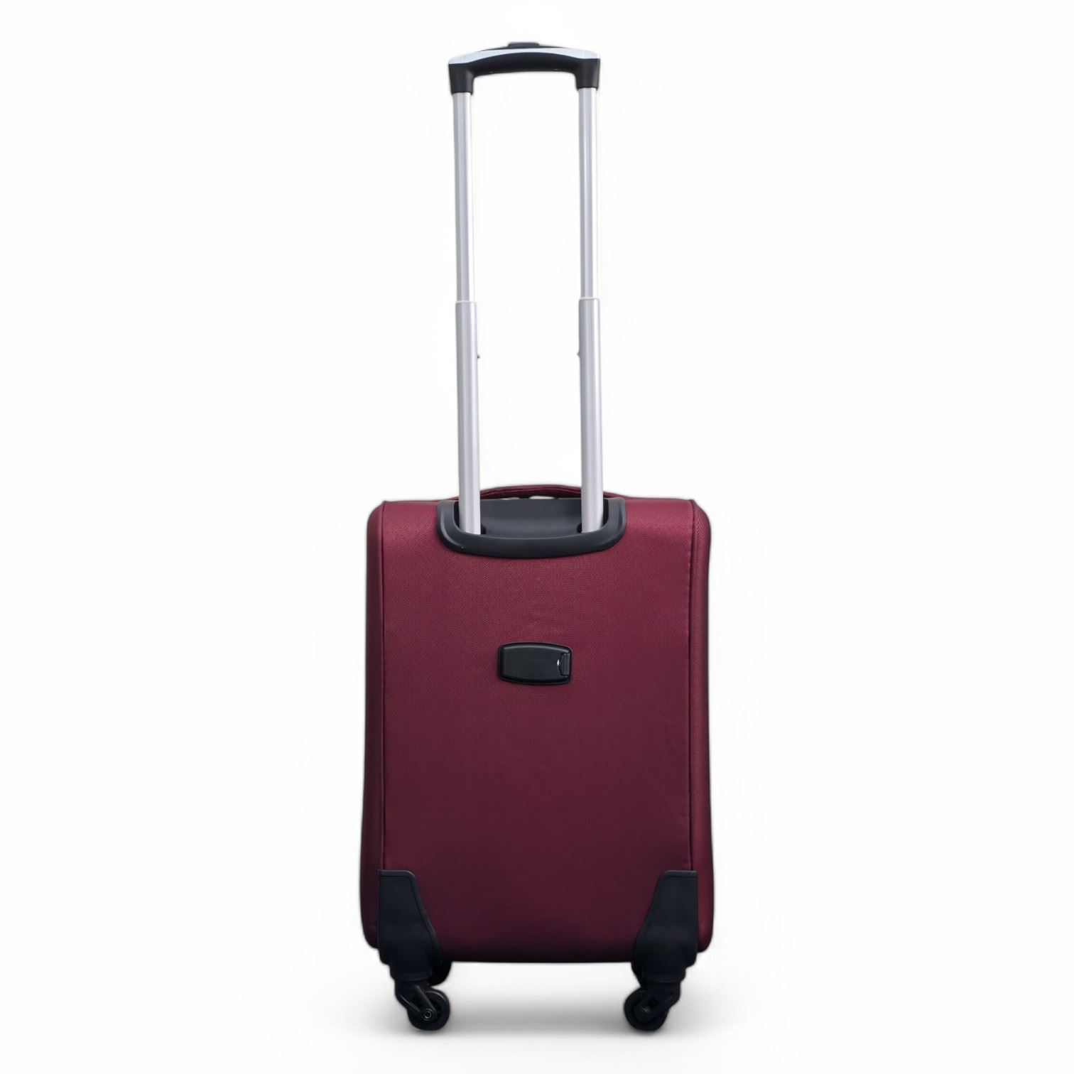Soft Shell Lightweight Wine Burgundy Nylon Suitcase Set 4 Wheel Travel Case Bags - Picture 13 of 37