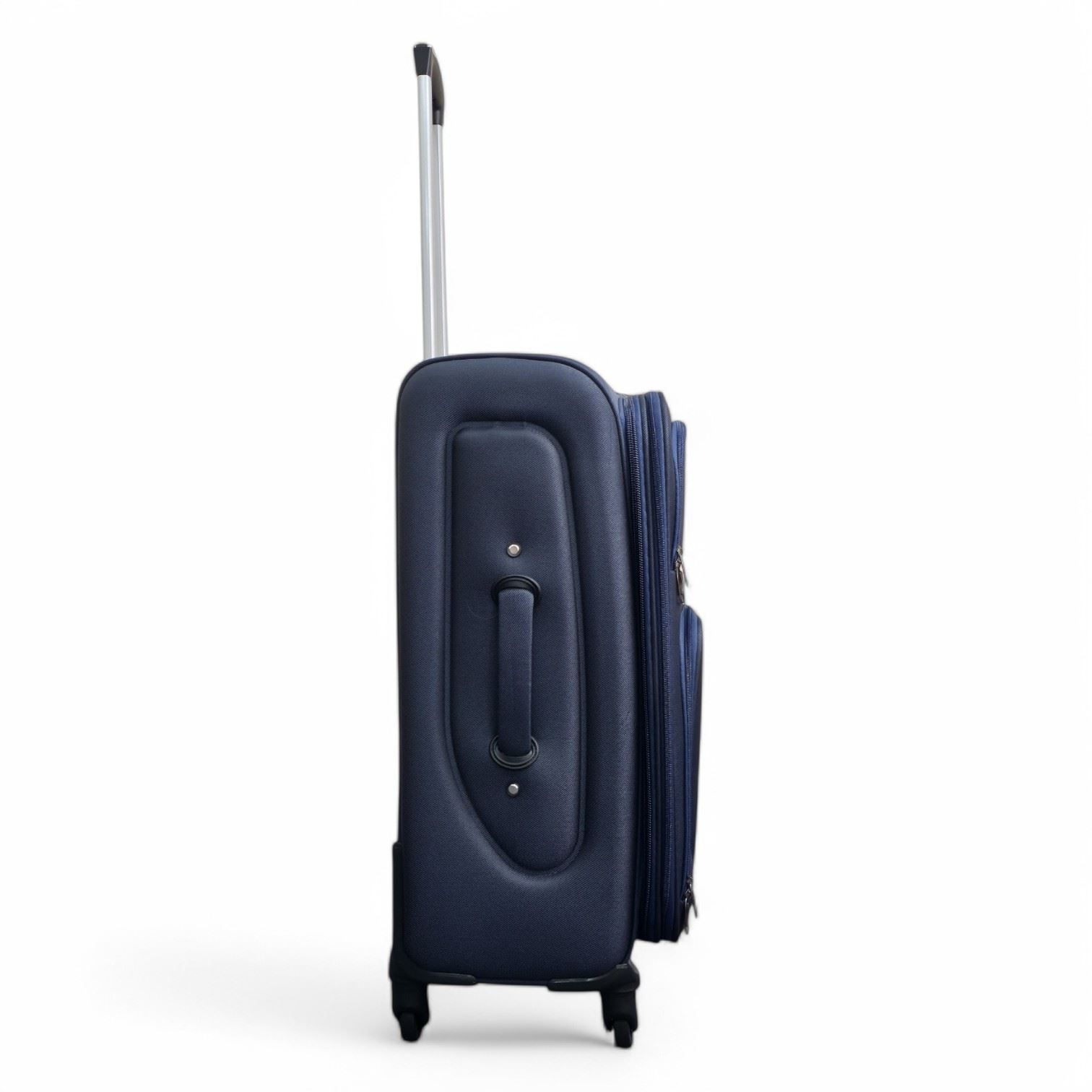Soft Shell Lightweight Navy Blue Nylon Suitcase Set 4 Wheel Travel Case Bags - Picture 19 of 38