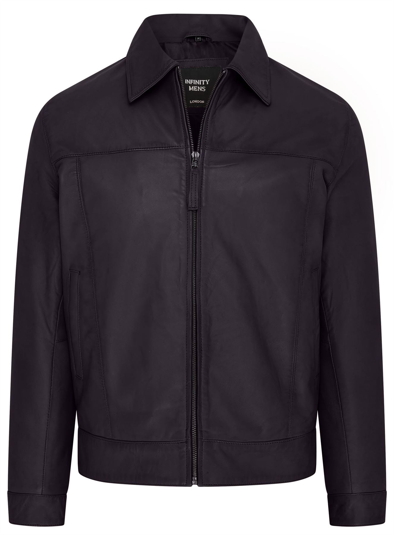 Mens Retro 100% Nappa Leather Harington Biker Jacket - Picture 2 of 19