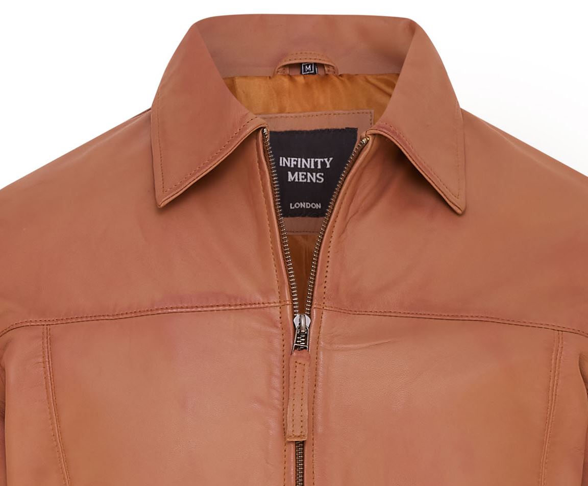 Mens Retro 100% Nappa Leather Harington Biker Jacket - Picture 12 of 19
