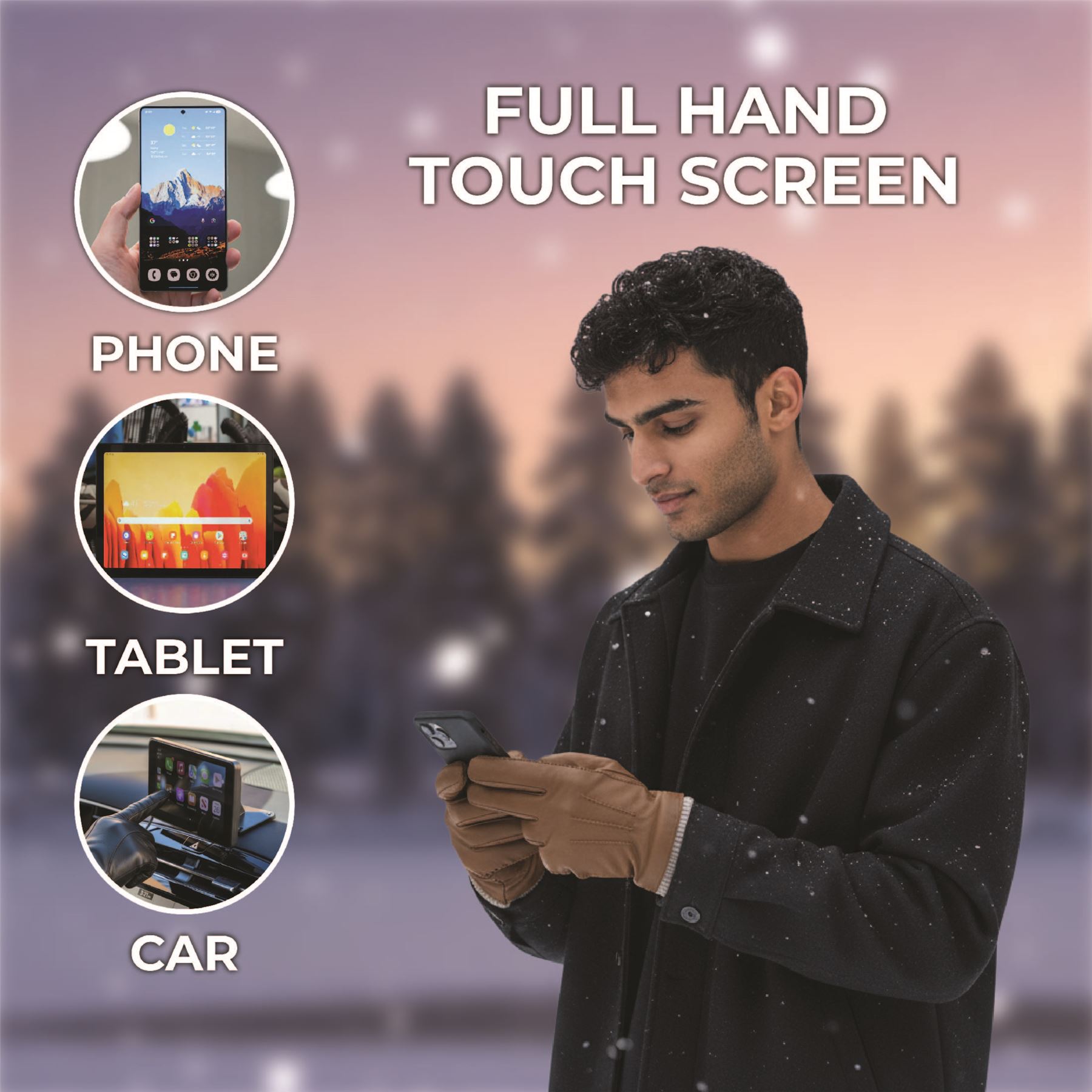 Herren Italienisch Leder Wollfutter Strick Rippbündchen Reiten Fahren Freizeit Handschuhe - Bild 26 von 31