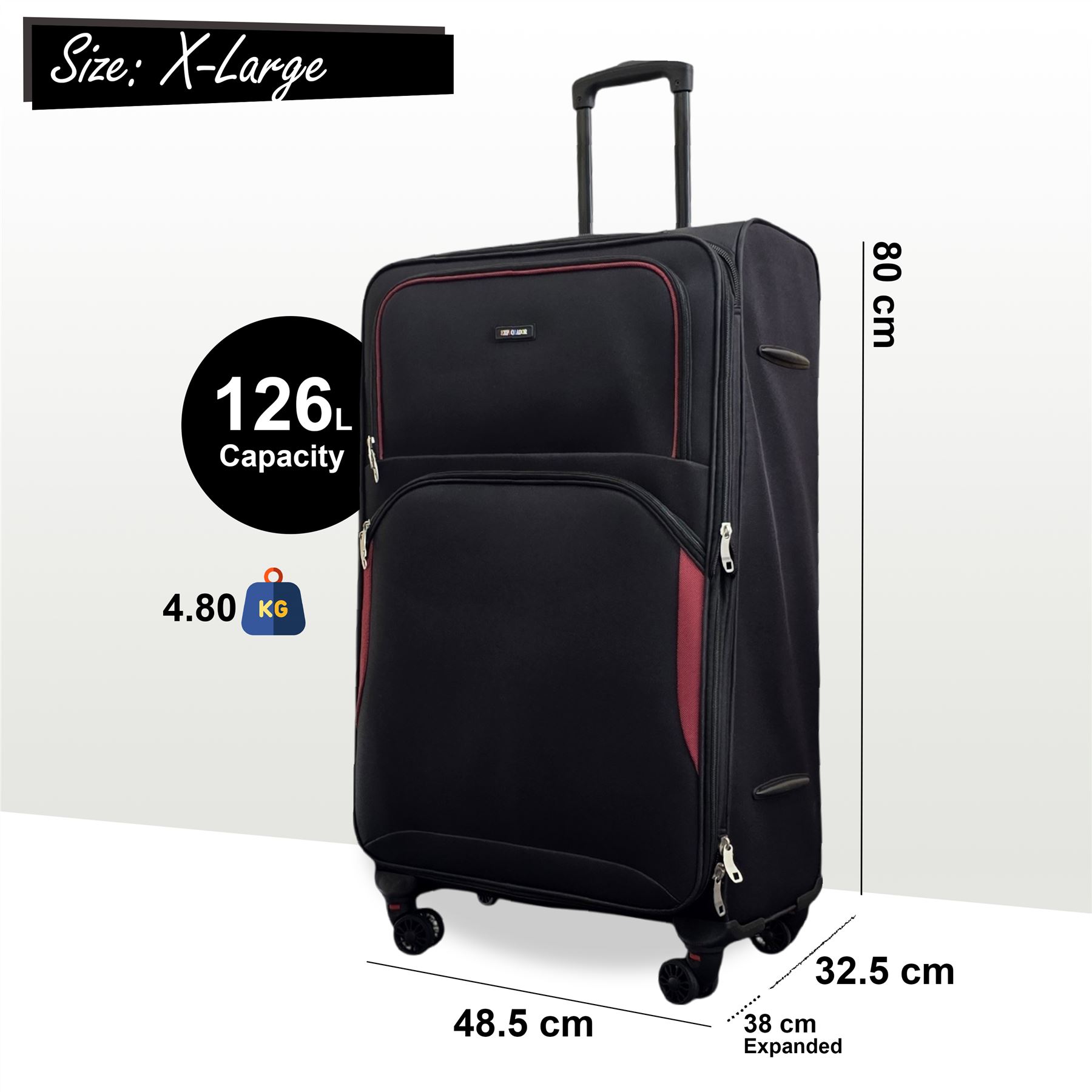Expandable Soft Shell Suitcase 8 Wheel Luggage Set Light Carry On Cabin Bag - Picture 10 of 61