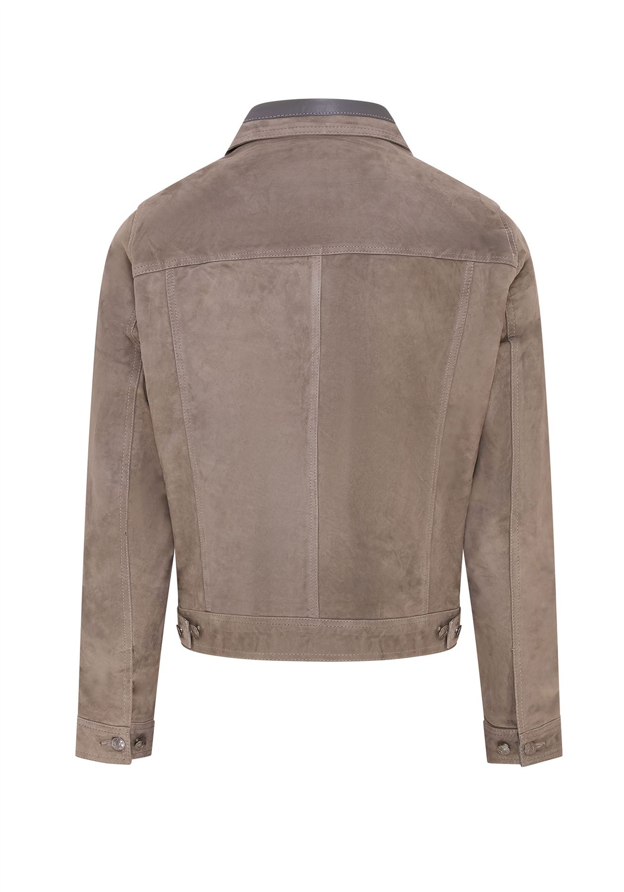 Mens Goat Suede Jeans Jacket Trucker Casual Denim Leather Shirt - Picture 17 of 19