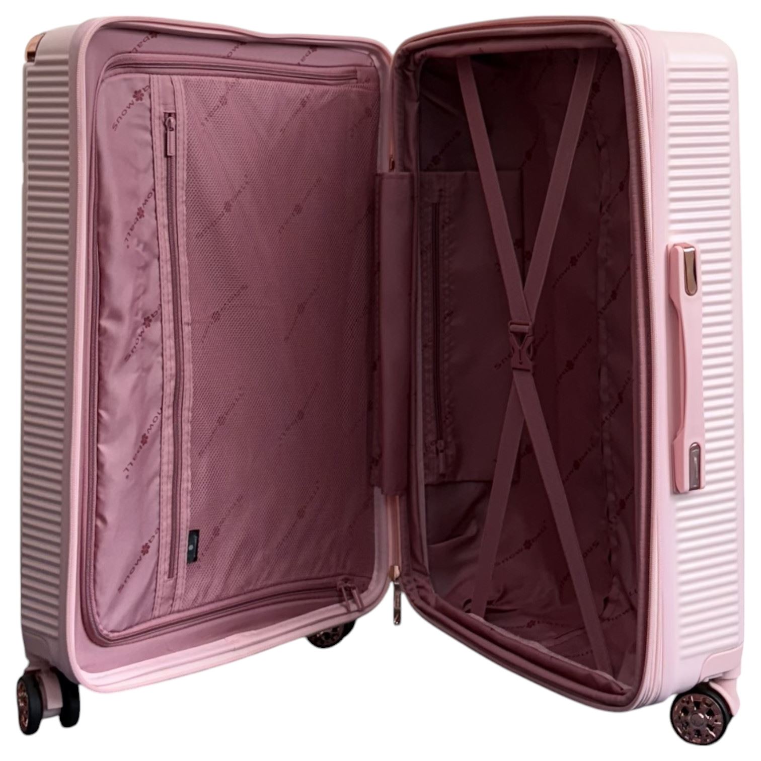 Expandable Rose Gold Hard Shell 8-Wheel Travel Suitcase Set Durable Cabin Bag - Picture 28 of 35