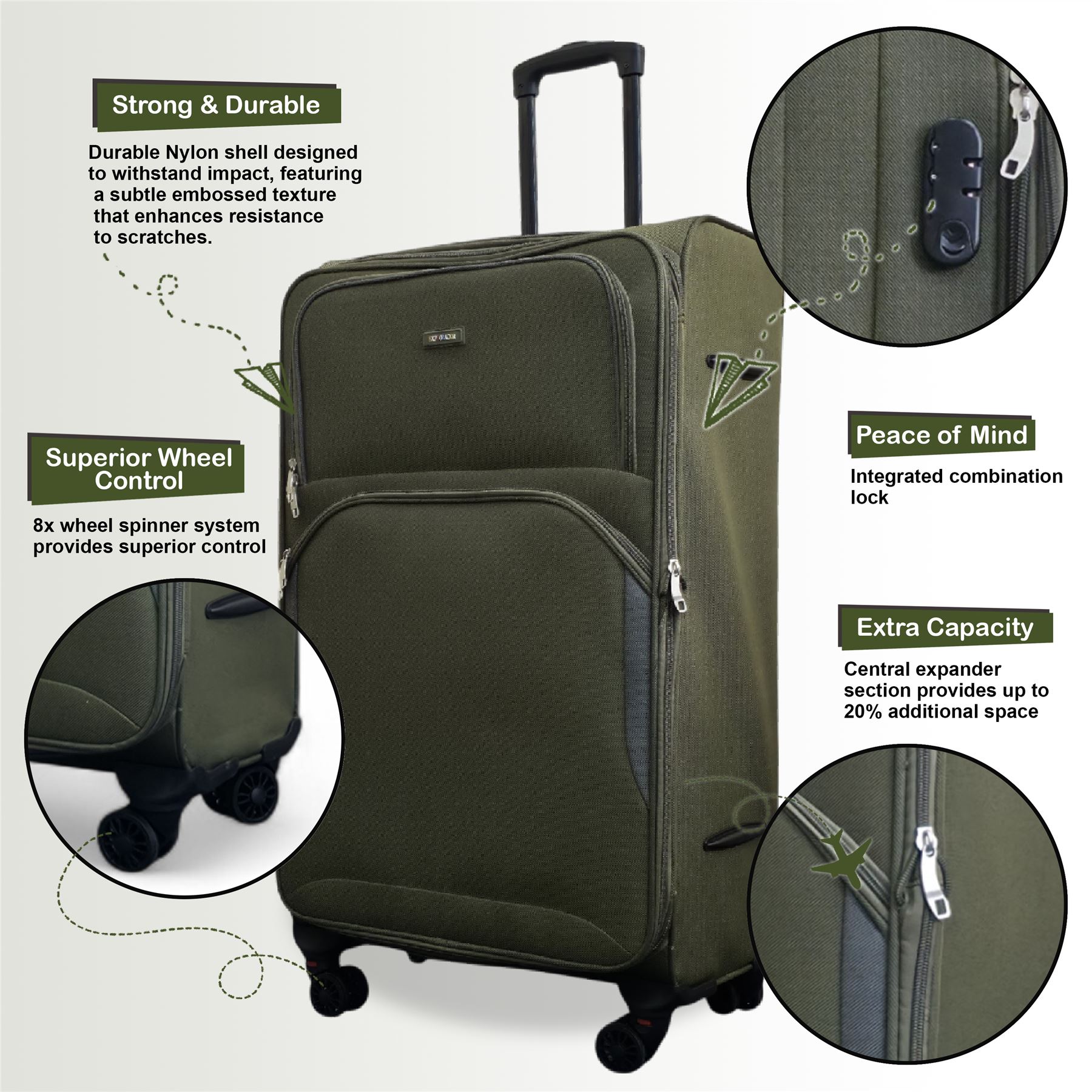 Soft Shell Cabin 48 x 37 x 20 cm Secure Suitcase Suitable for Easyjet, Ryanair - Picture 22 of 31