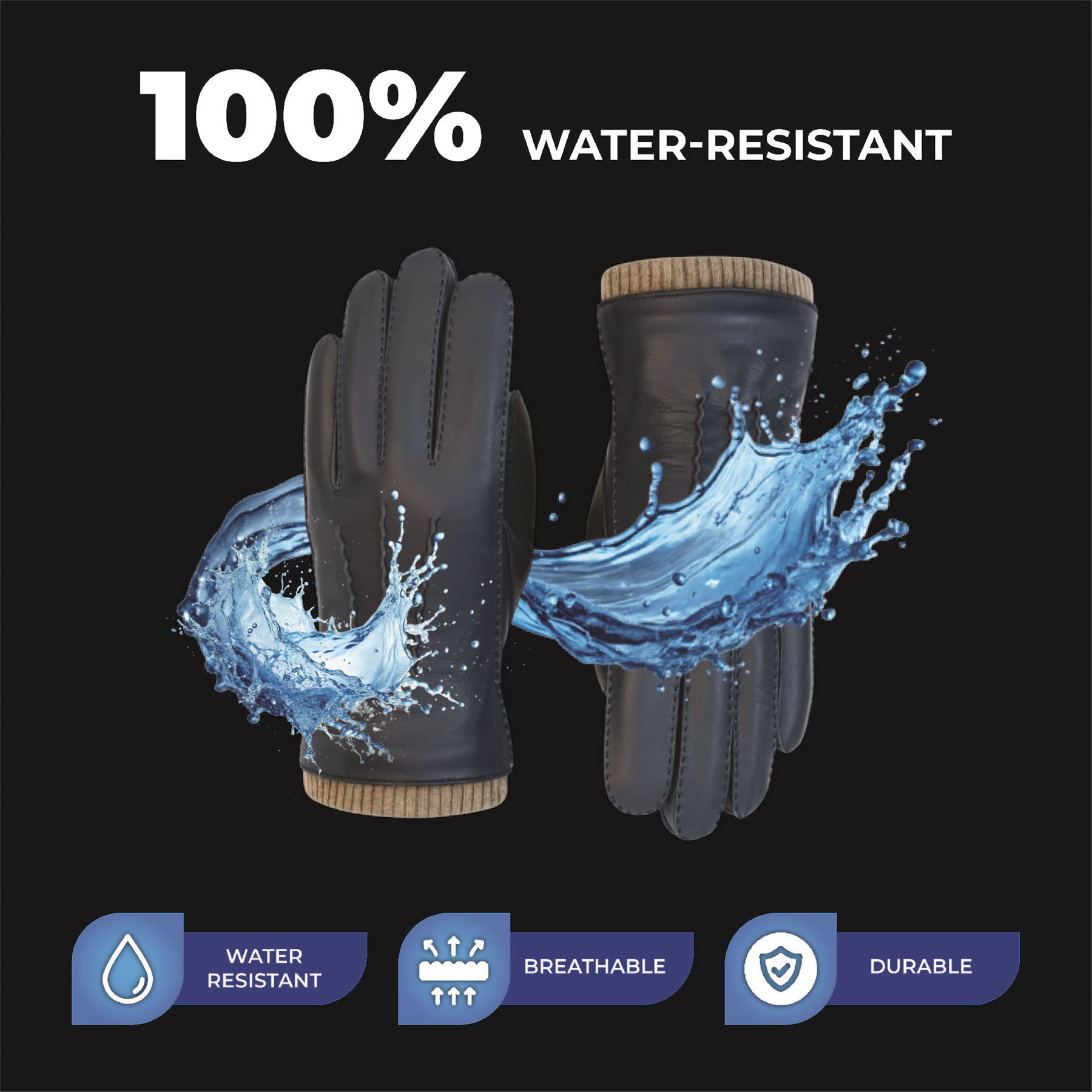 Herren Italienisch Leder Wollfutter Strick Rippbündchen Reiten Fahren Freizeit Handschuhe - Bild 17 von 31