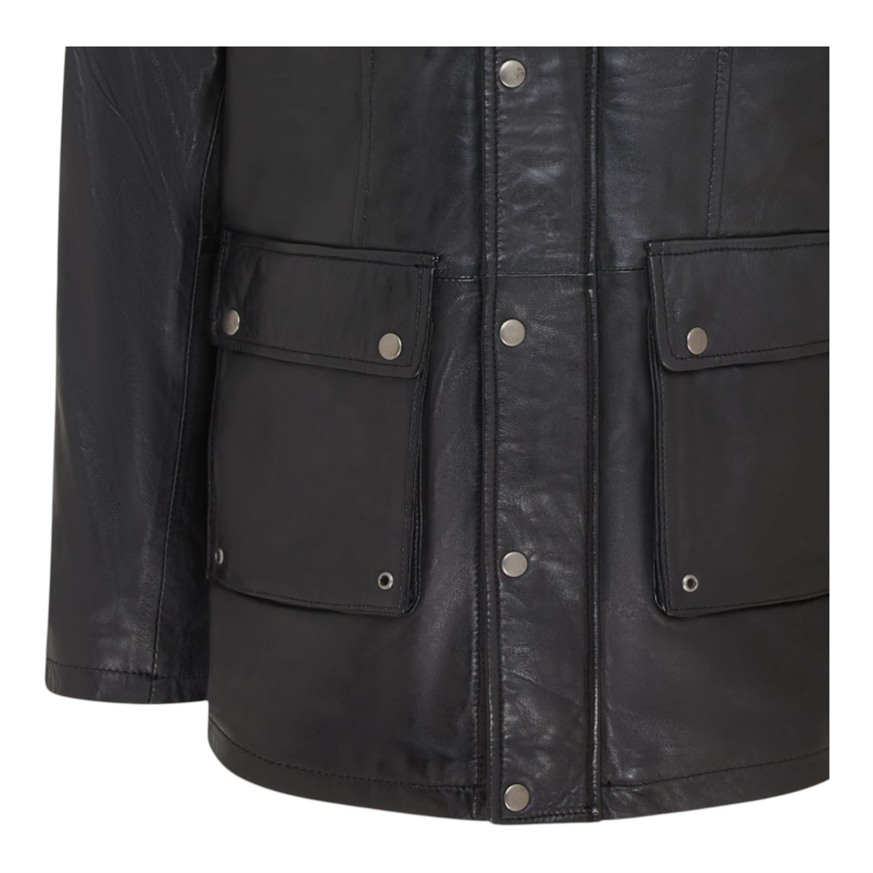 Men’s Genuine Lamb Leather Military Jacket Windproof Outwear Trenchcoat - Picture 7 of 19