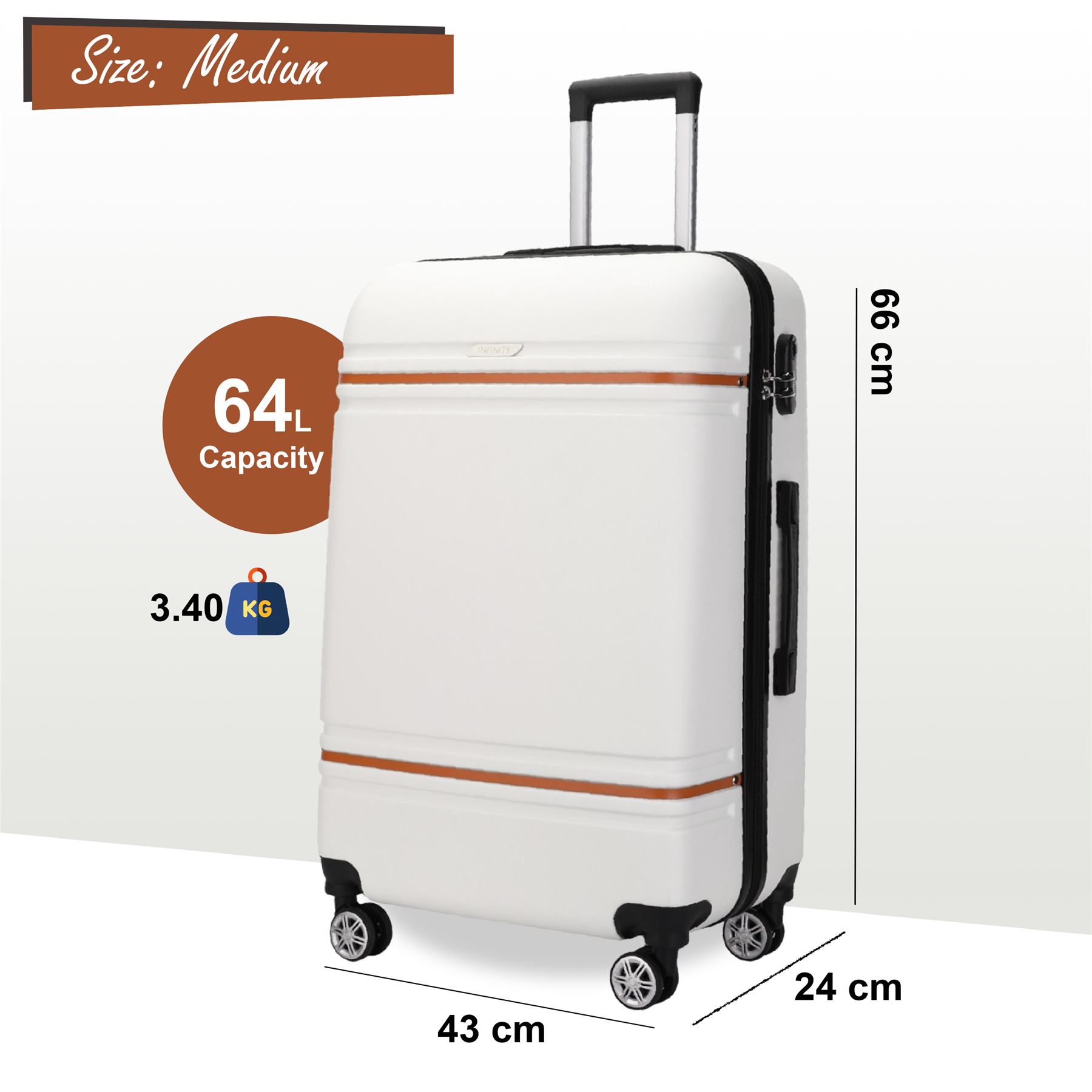 Hardshell Cabin Suitcase Set Robust ABS Lightweight Luggage Holiday Bag - Picture 6 of 37