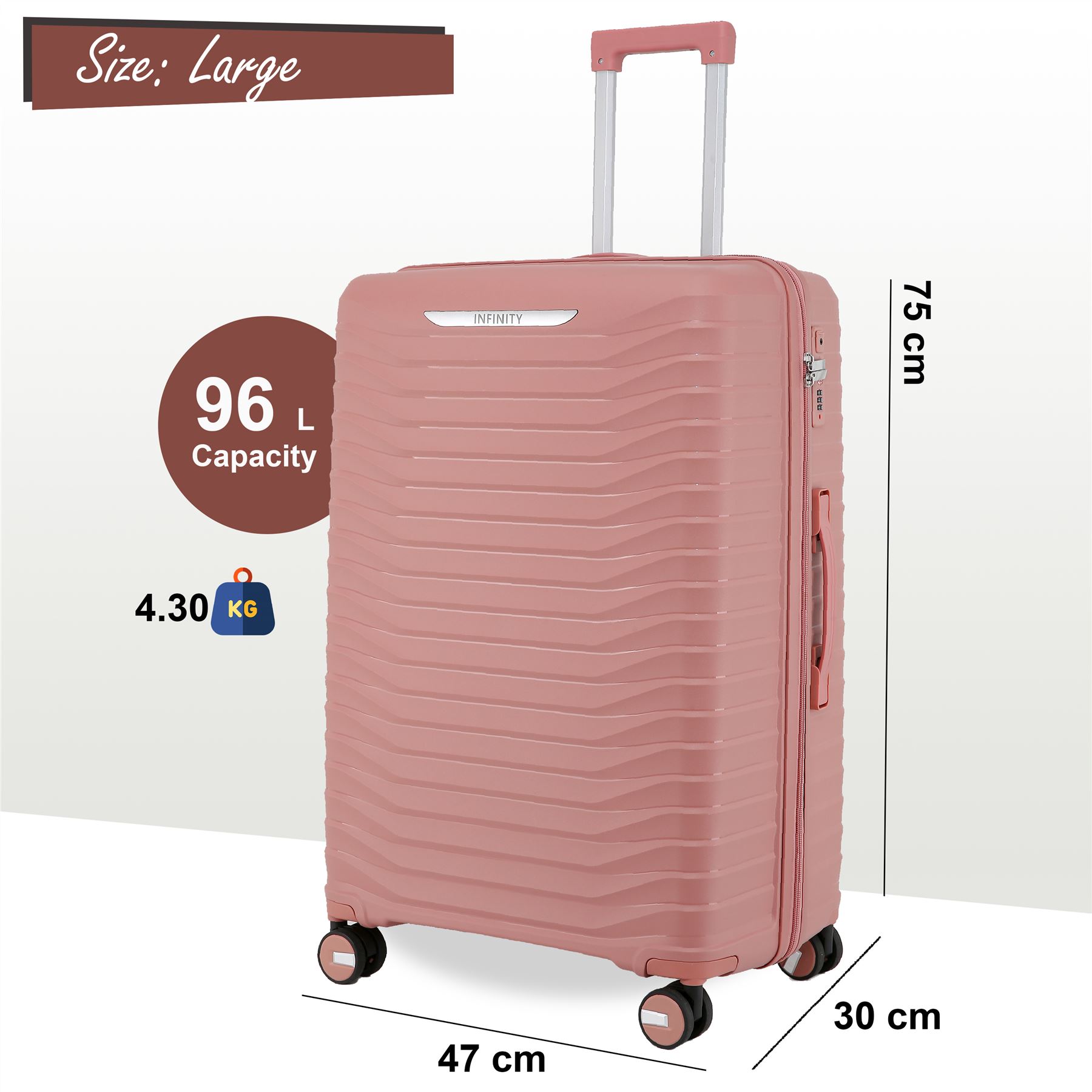 Hard Shell Classic Suitcase Set 8 Wheel Cabin TSA Luggage Case Holiday Travel - Picture 32 of 37