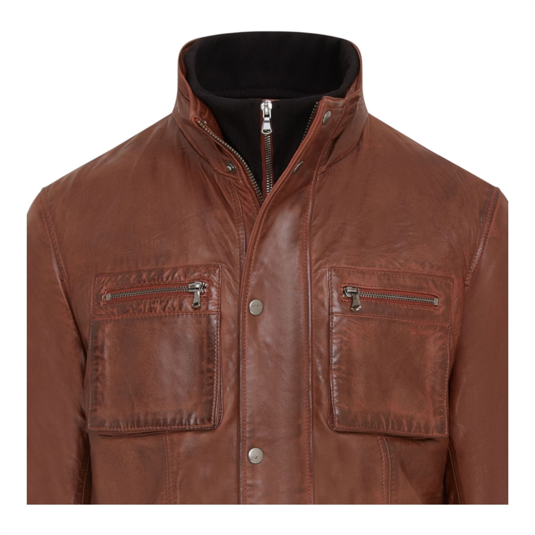 Men’s Genuine Lamb Leather Military Jacket Windproof Outwear Trenchcoat - Picture 15 of 19