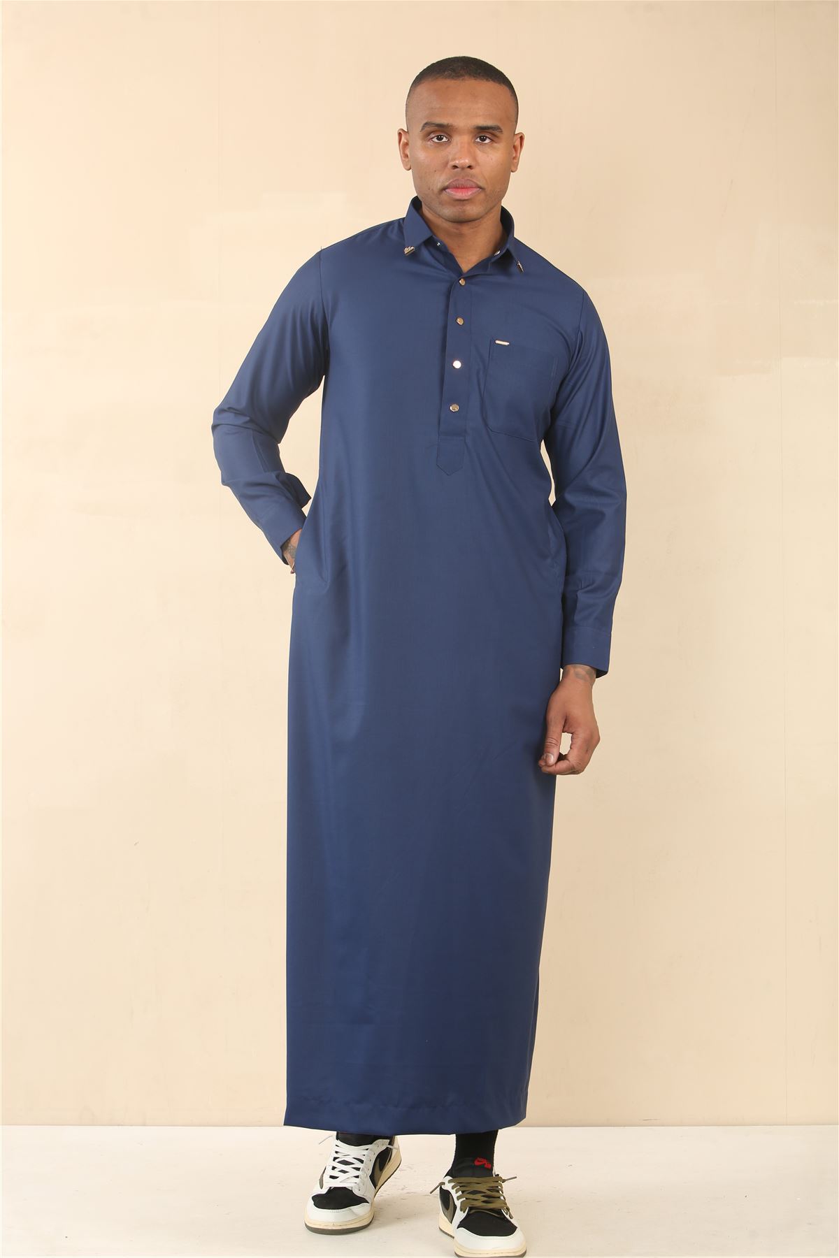 Men's Thobe Saudi Emirati Islamic Clothing Jubba Robe Muslim Eid Ramadan Arab - Picture 16 of 24