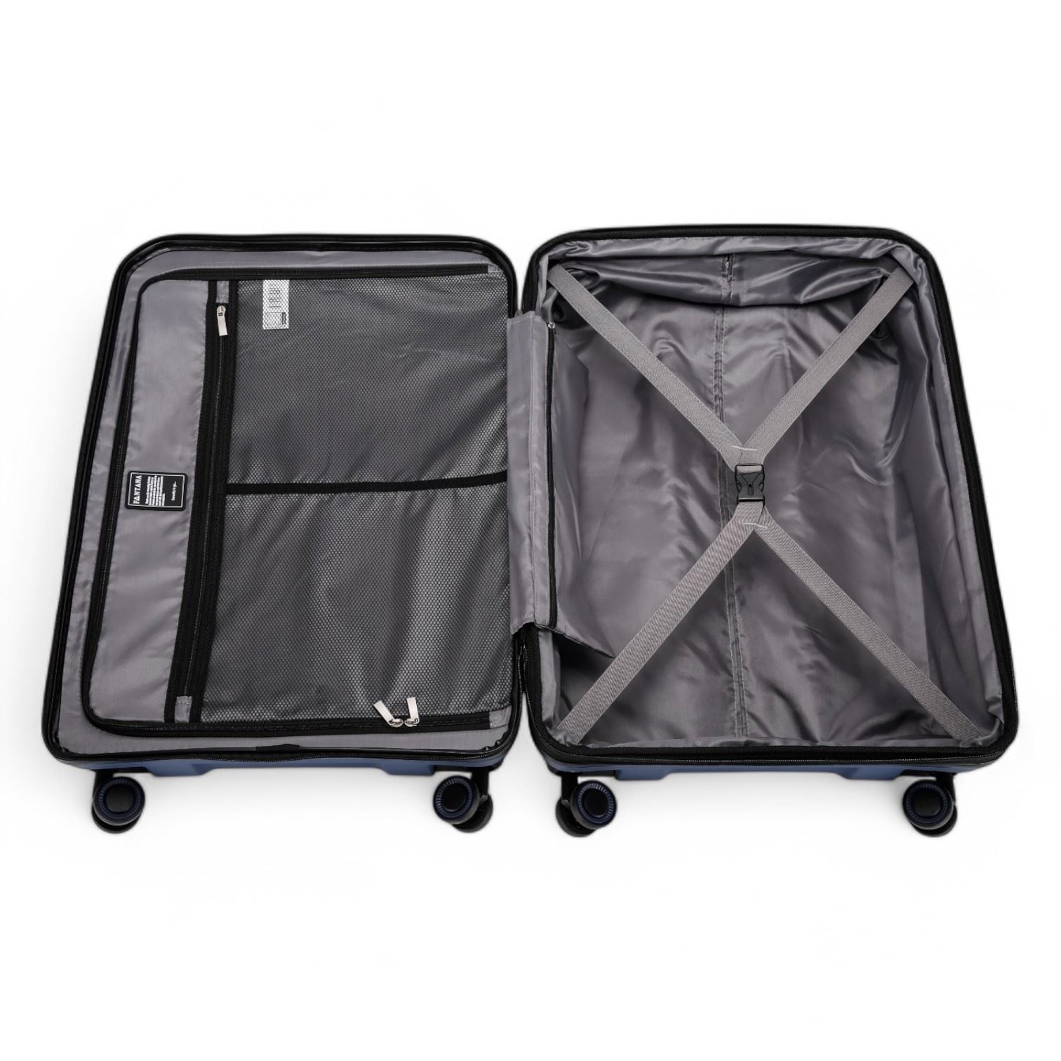 Expandable Hard Shell Navy Blue PP 8 Wheel Luggage Travel Cabin Suitcase Set - Picture 49 of 49