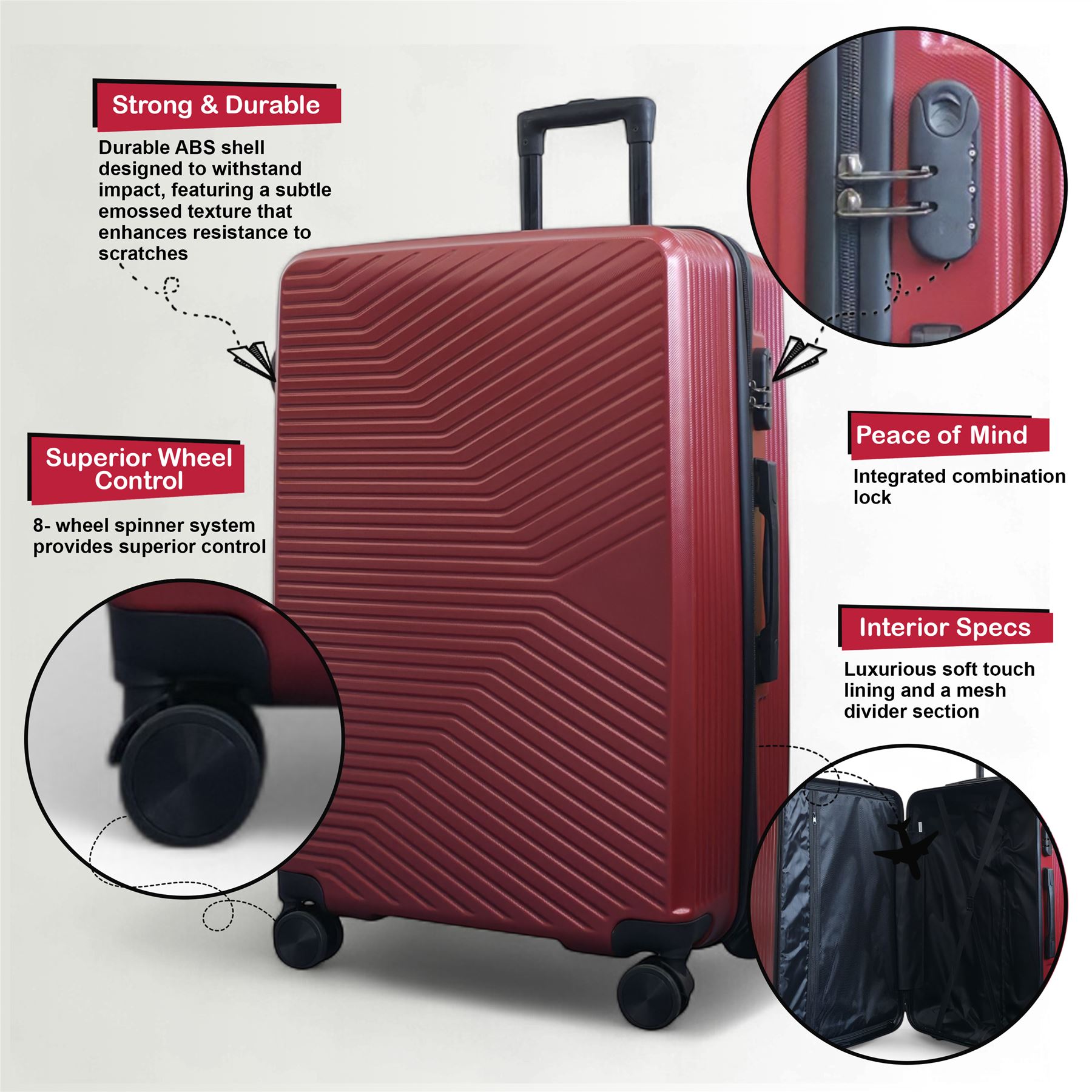Strong Hardshell Suitcase Set Dual 4 Wheel ABS Luggage Trolley Cabin Suitcase - Picture 52 of 73