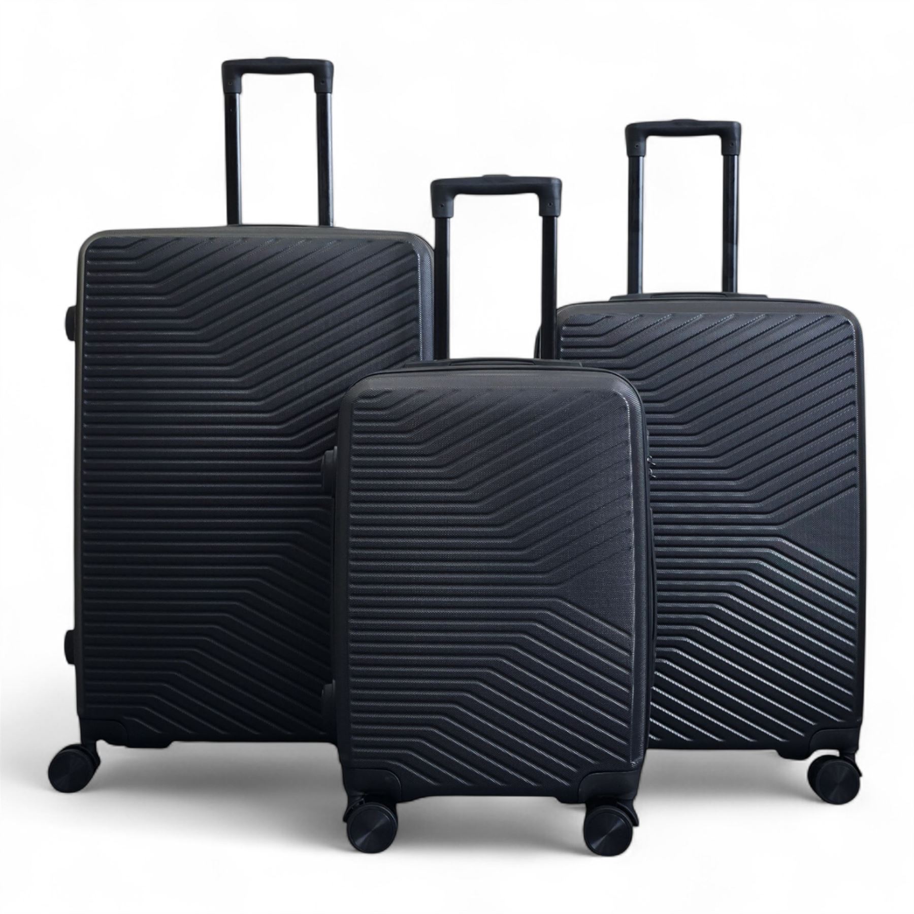 Strong Green Hardshell Black Set Dual 4 Wheel ABS Trolley Cabin Suitcase - Picture 5 of 5