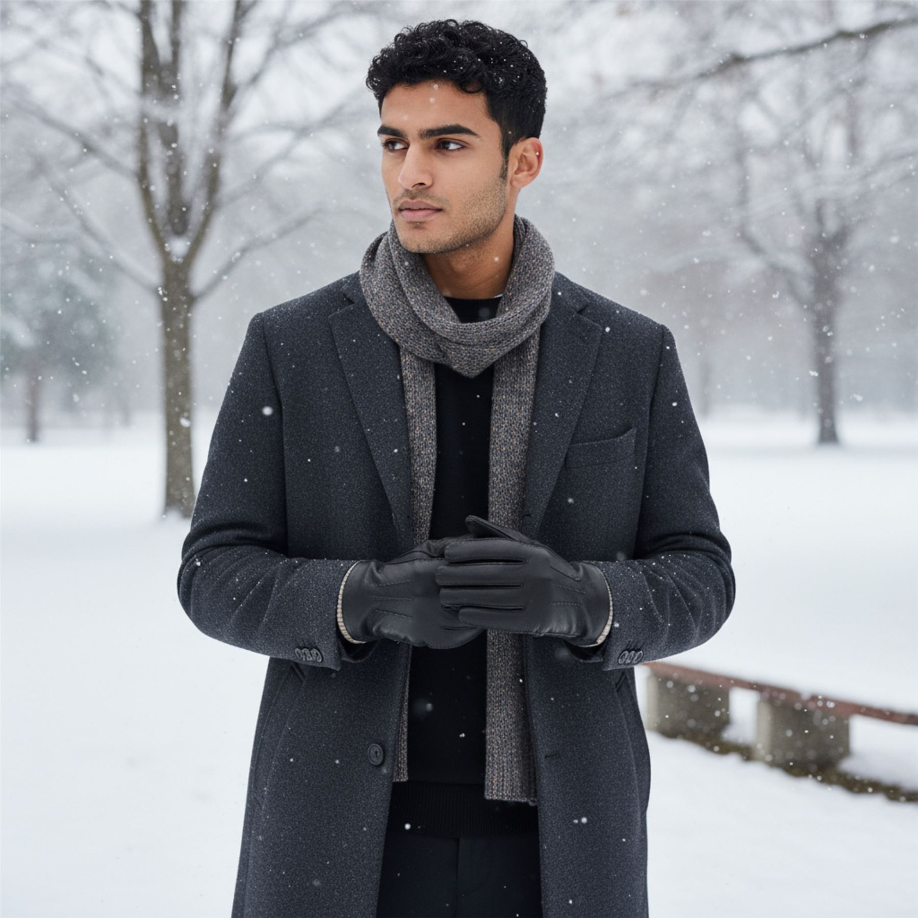 Herren Italienisch Leder Wollfutter Strick Rippbündchen Reiten Fahren Freizeit Handschuhe - Bild 3 von 31