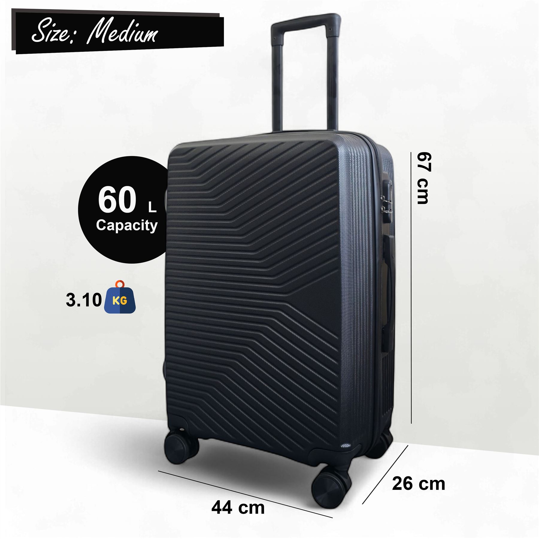 Strong Hardshell Suitcase Set Dual 4 Wheel ABS Luggage Trolley Cabin Suitcase - Picture 6 of 73