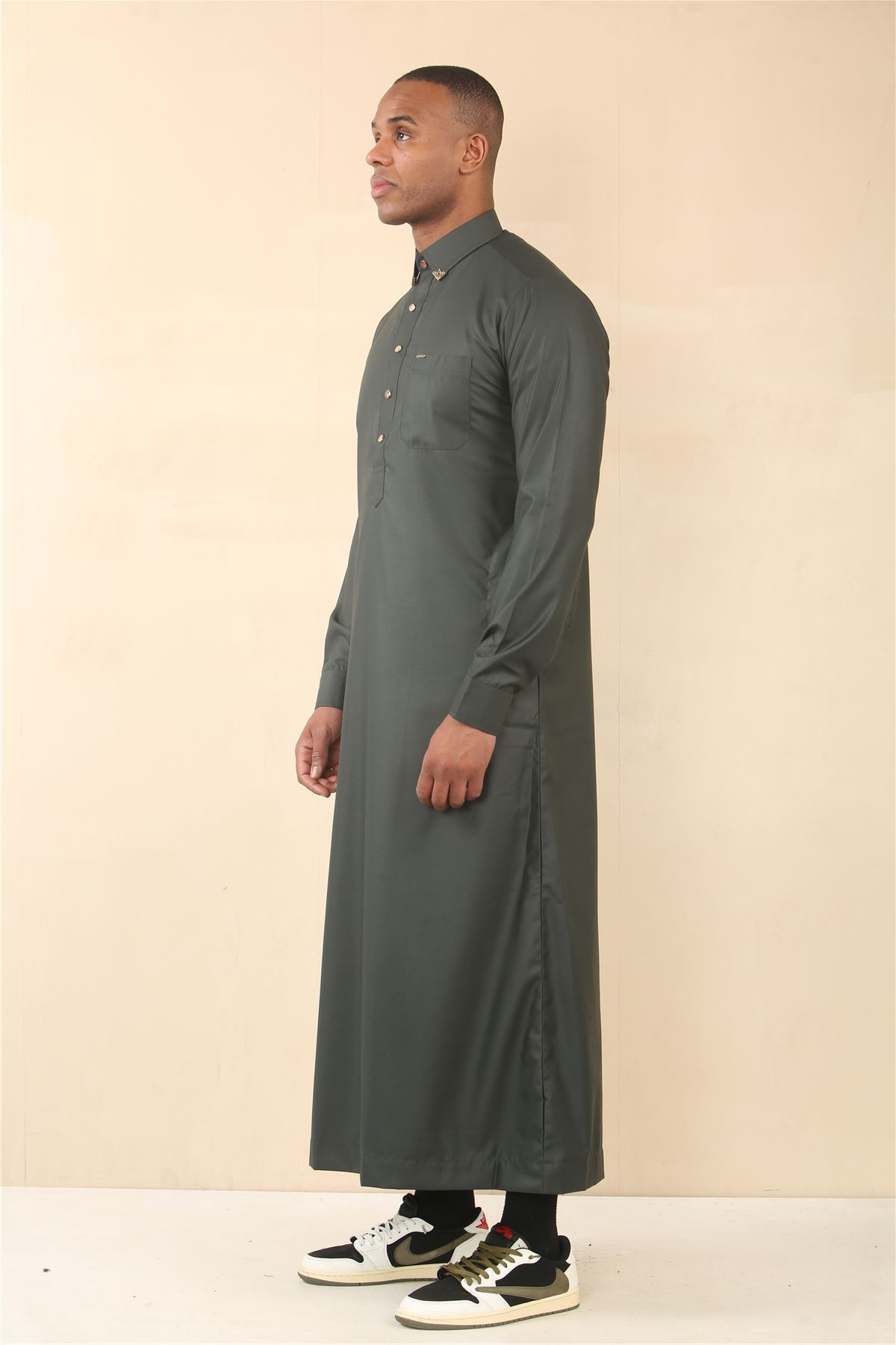 Men's Thobe Saudi Emirati Islamic Clothing Jubba Robe Muslim Eid Ramadan Arab - Picture 9 of 24