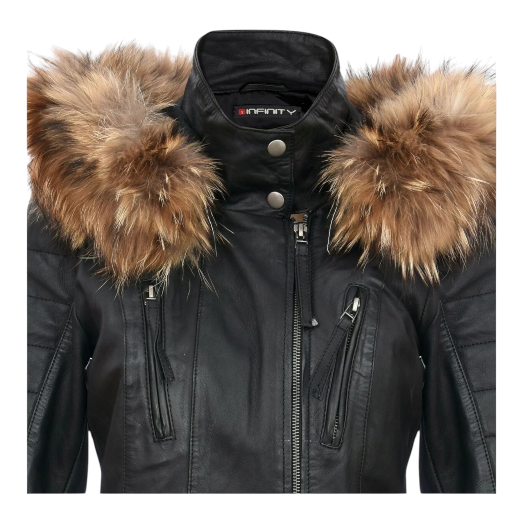 Womens Quilted Leather Parka Jacket-Winton - Picture 13 of 31