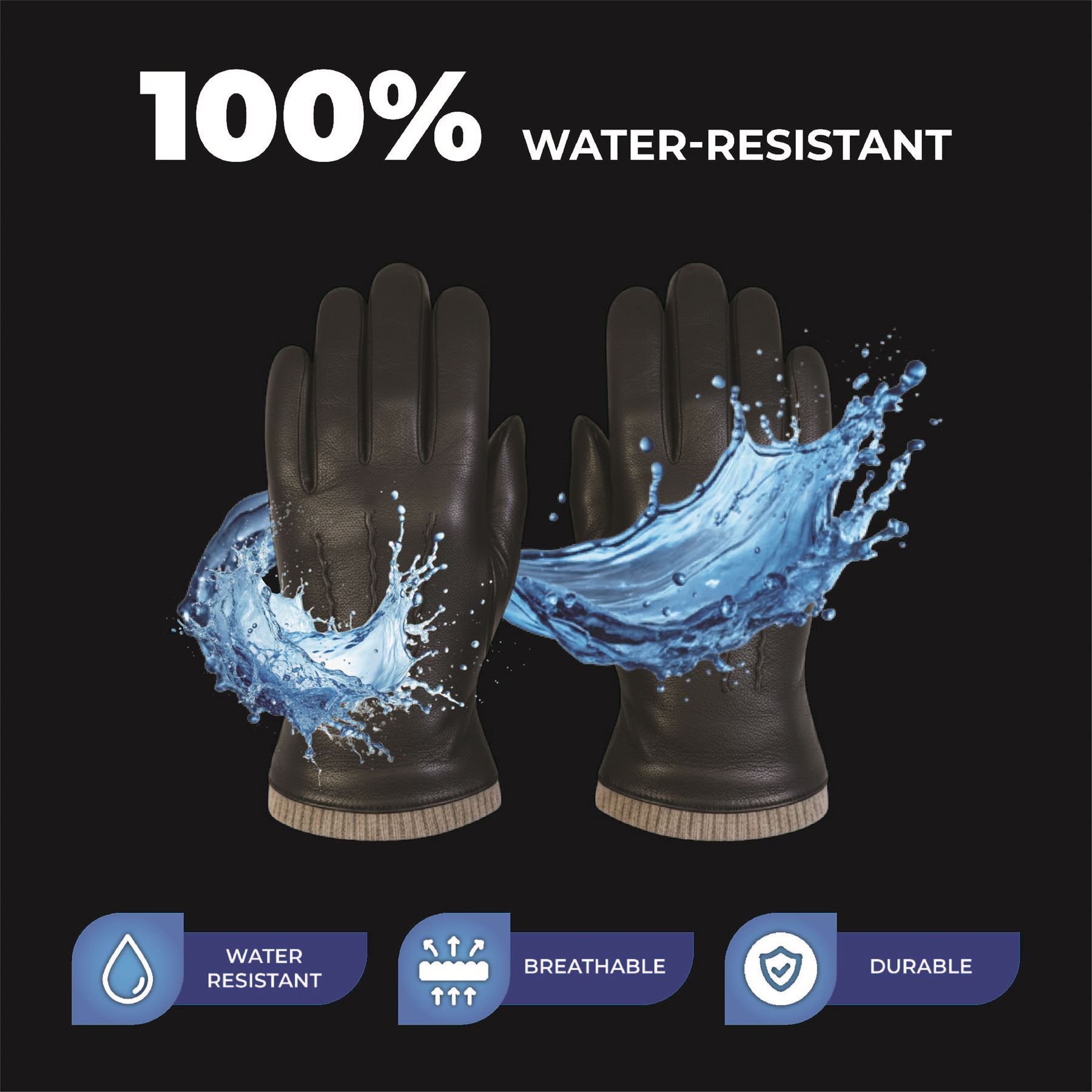 Herren Italienisch Leder Wollfutter Strick Rippbündchen Reiten Fahren Freizeit Handschuhe - Bild 7 von 31