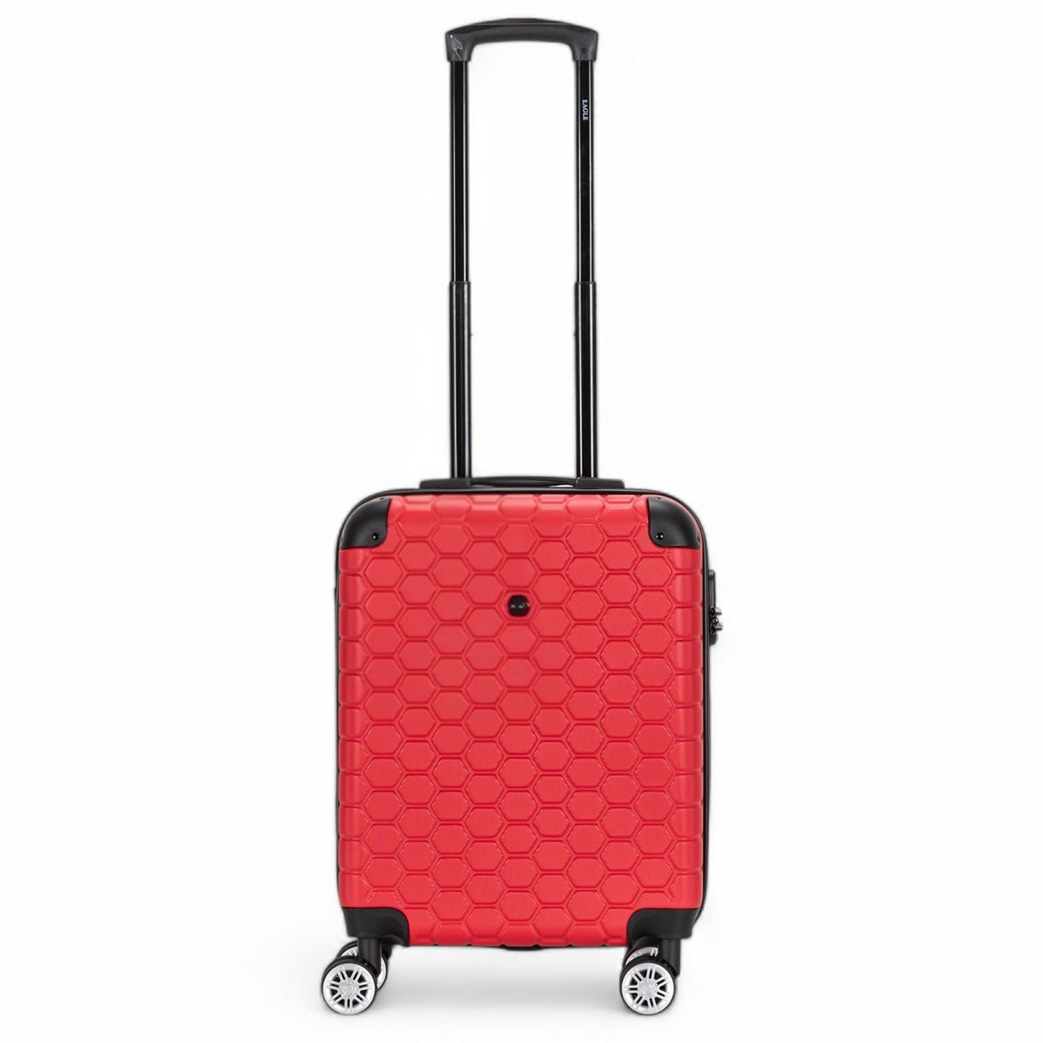 Hard Shell Red ABS 8 Wheel Luggage Travel Cabin Suitcase Set - Picture 10 of 37