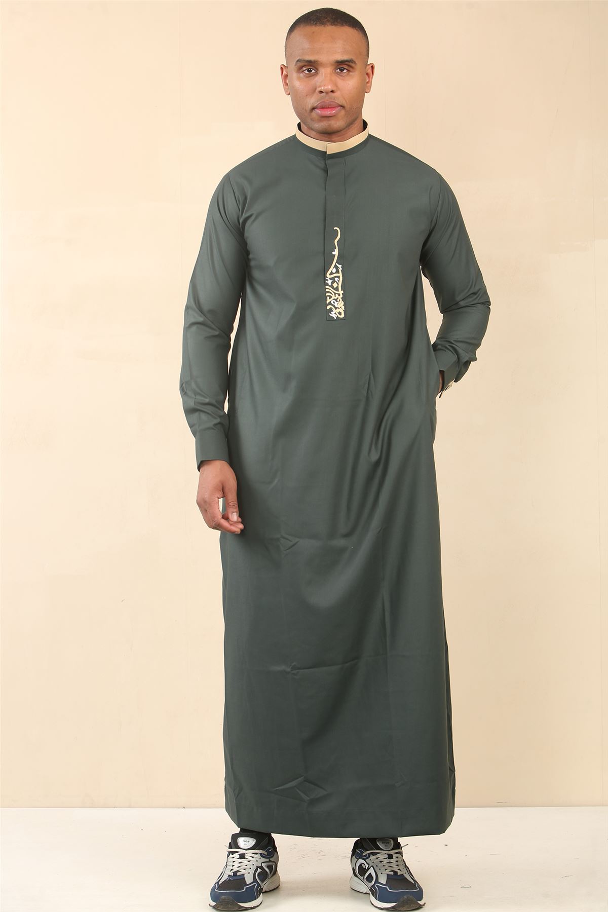 Abbigliamento islamico uomo Thobe Emirati Sauditi Jubba abito musulmano Eid Ramadan arabo - Foto 20 di 44