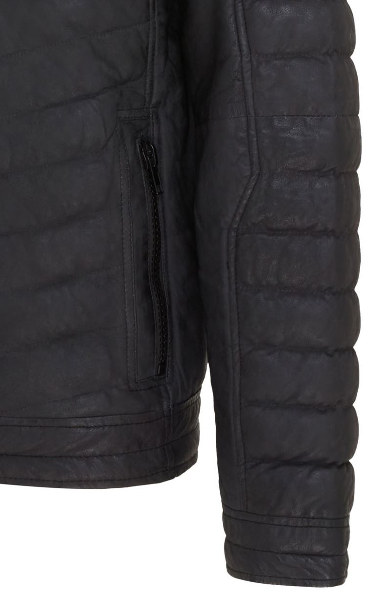 Men's Puffer Leather Biker Jacket Quilted Vintage Warm Bomber Jacket - Picture 25 of 25
