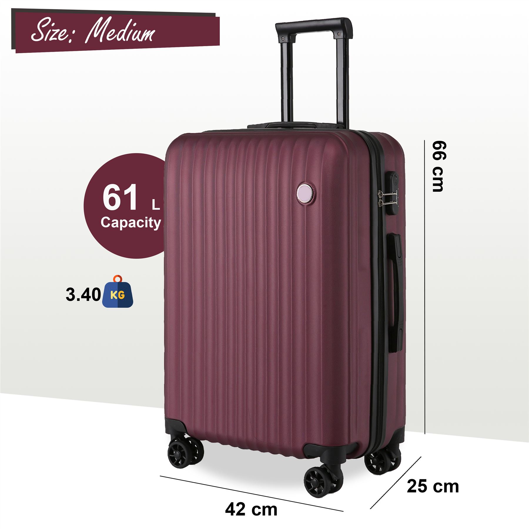 Hard Shell ABS Suitcase Set 8 Wheel Travel Case Holiday Bags - Picture 19 of 25