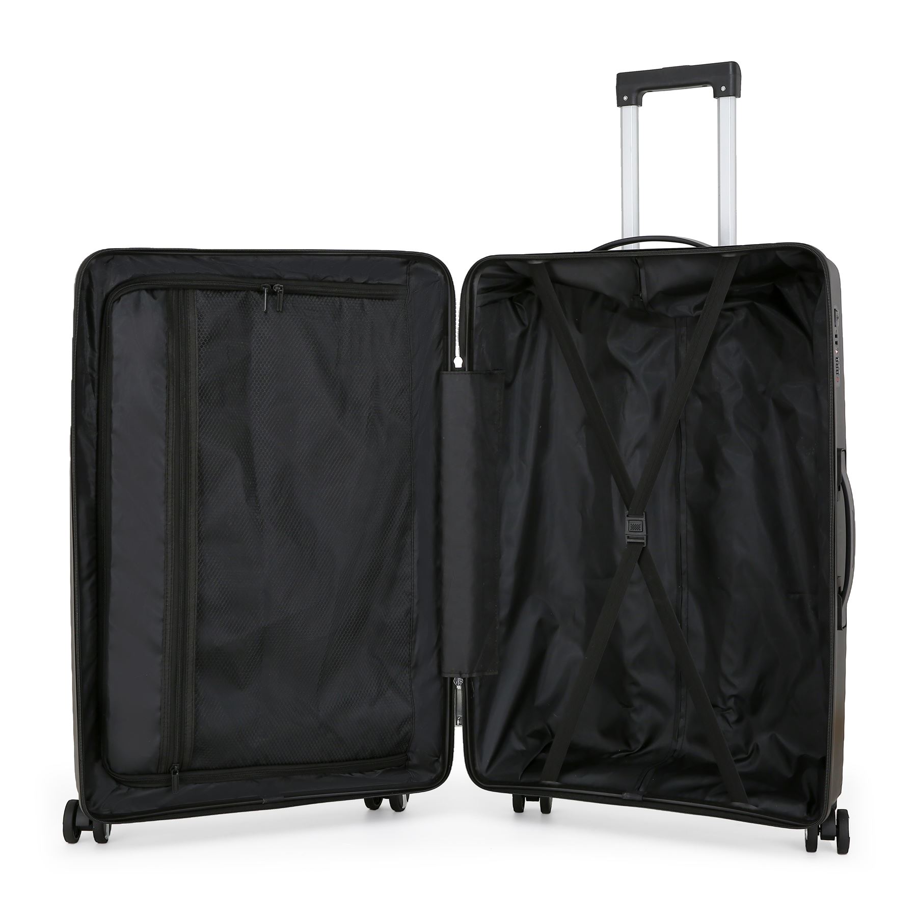 Hard Shell Black Cabin Suitcase Set 8 Wheel Luggage Case Strong Travel TSA Bag - Picture 8 of 32