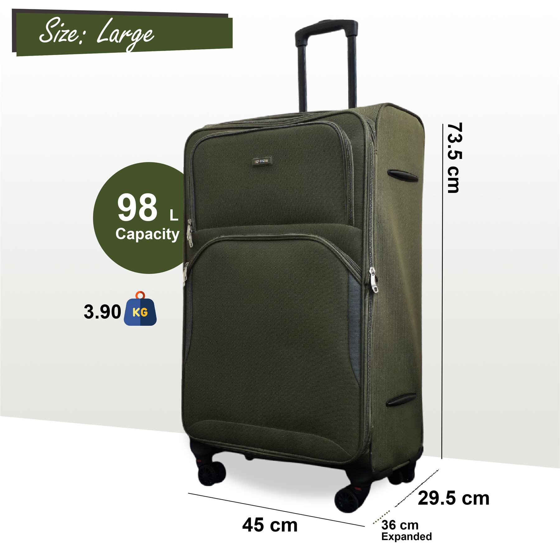 Expandable Soft Shell Suitcase 8 Wheel Luggage Set Light Carry On Cabin Bag - Picture 45 of 61